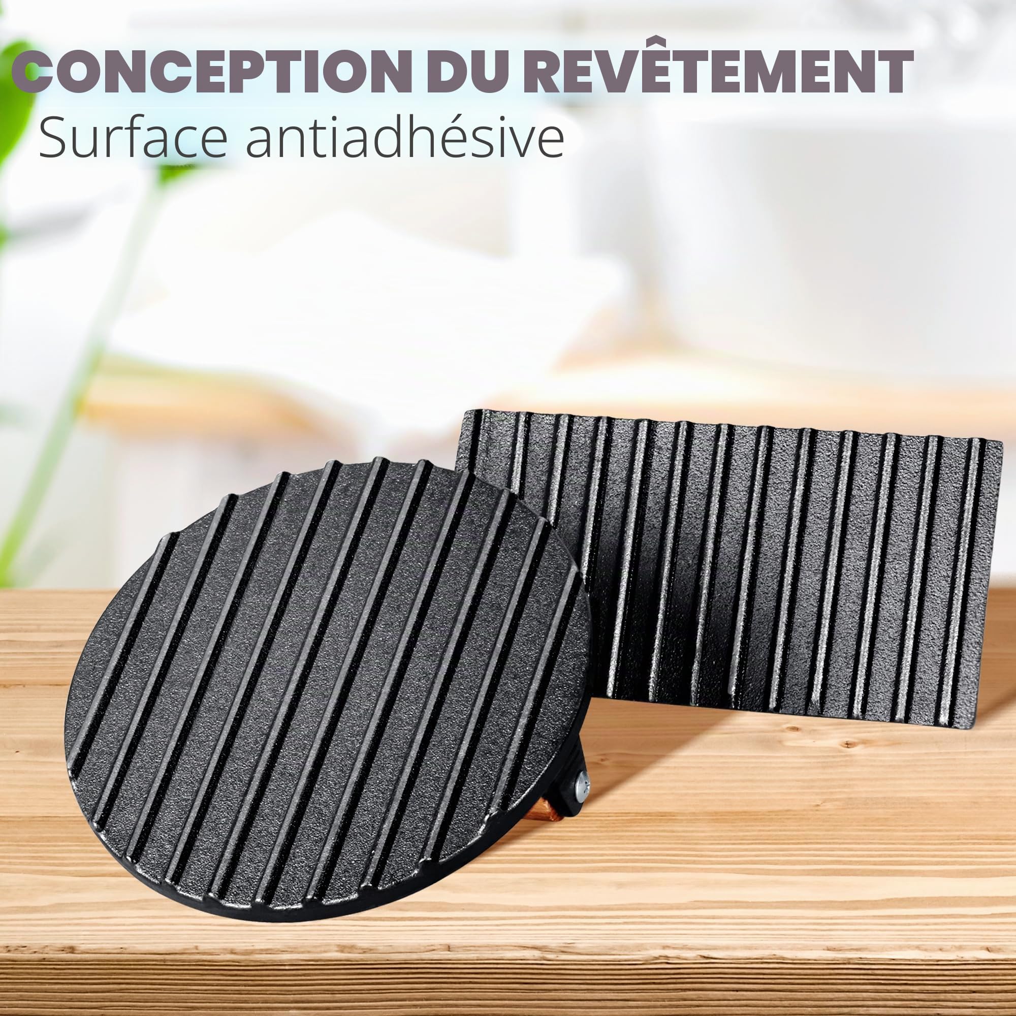 Alyoen Lot de 2 presses à hamburger en fonte, presse à hamburger avec antiadhésif, ronde et rectangulaire, grande presse à hamburger de 1 kg, pour presser des steaks, des hamburgers, du bacon, des