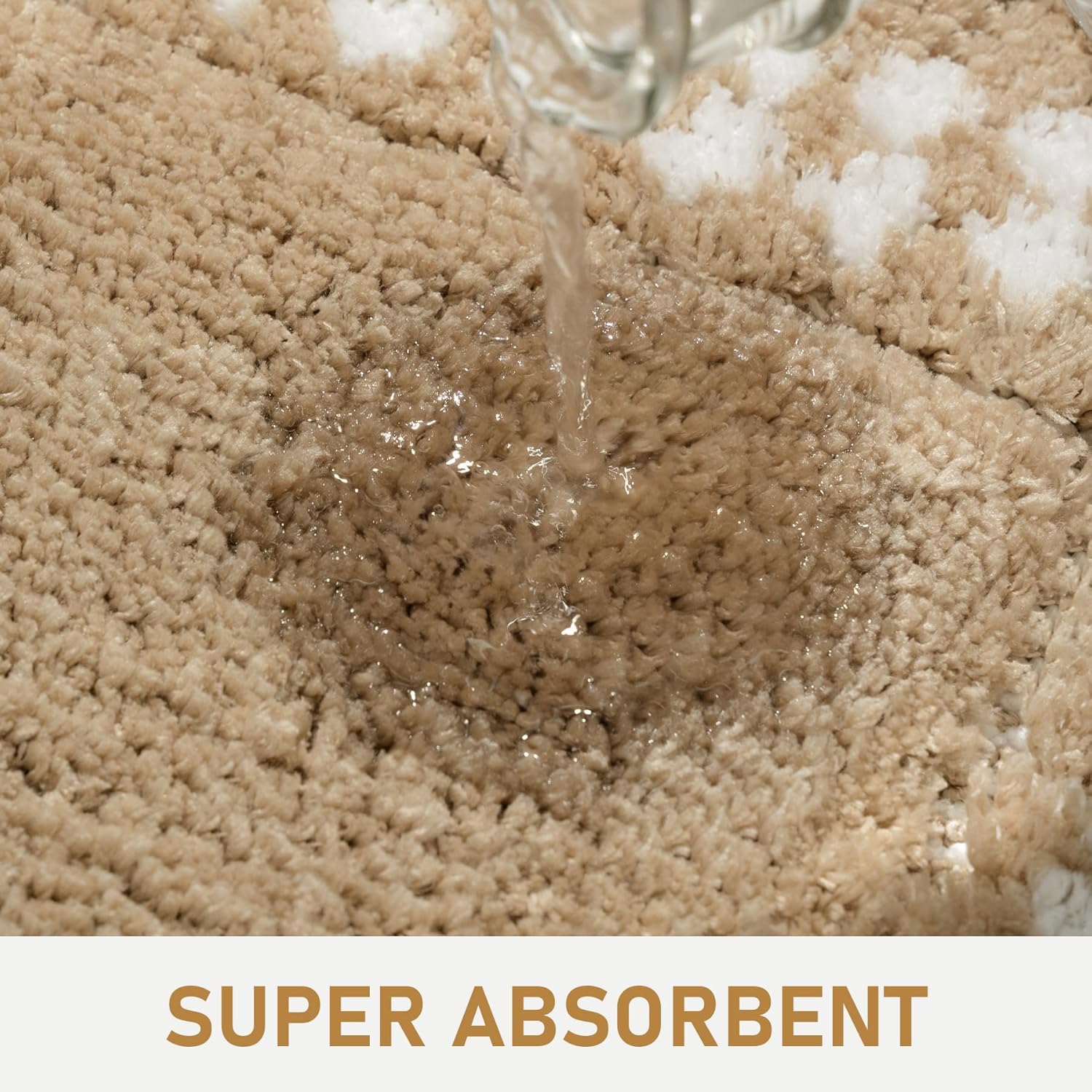 Beige Bathroom Rugs 20x31, Non Slip Washable Bath Mats,Super Soft Microfiber Bathroom Mats, Plush Fluffy Absorbent Bath Rugs for Sink Tub Basin Shower Floor,Beige