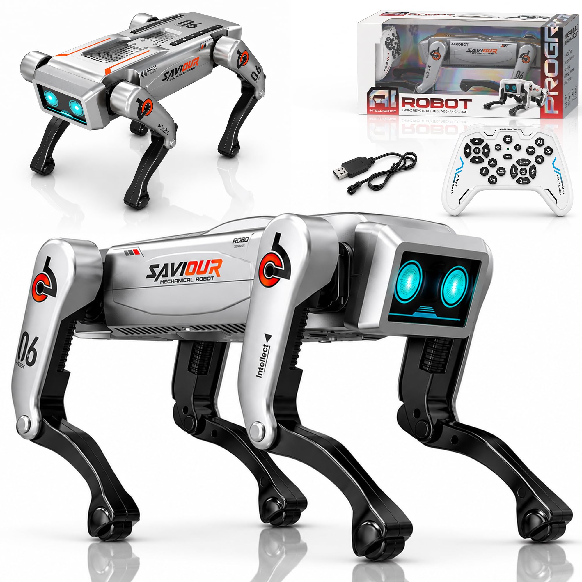 The Little Ones Remote Control Robot Dog - RC Car 4 * 4 Wheel Drive RC Stunt Car High-Speed Double Sided 2.4GHz Remote Control Robot Dog Birthday Gifts Toys for Kids & Adults Boys & Girls [Titan K9]-image-44