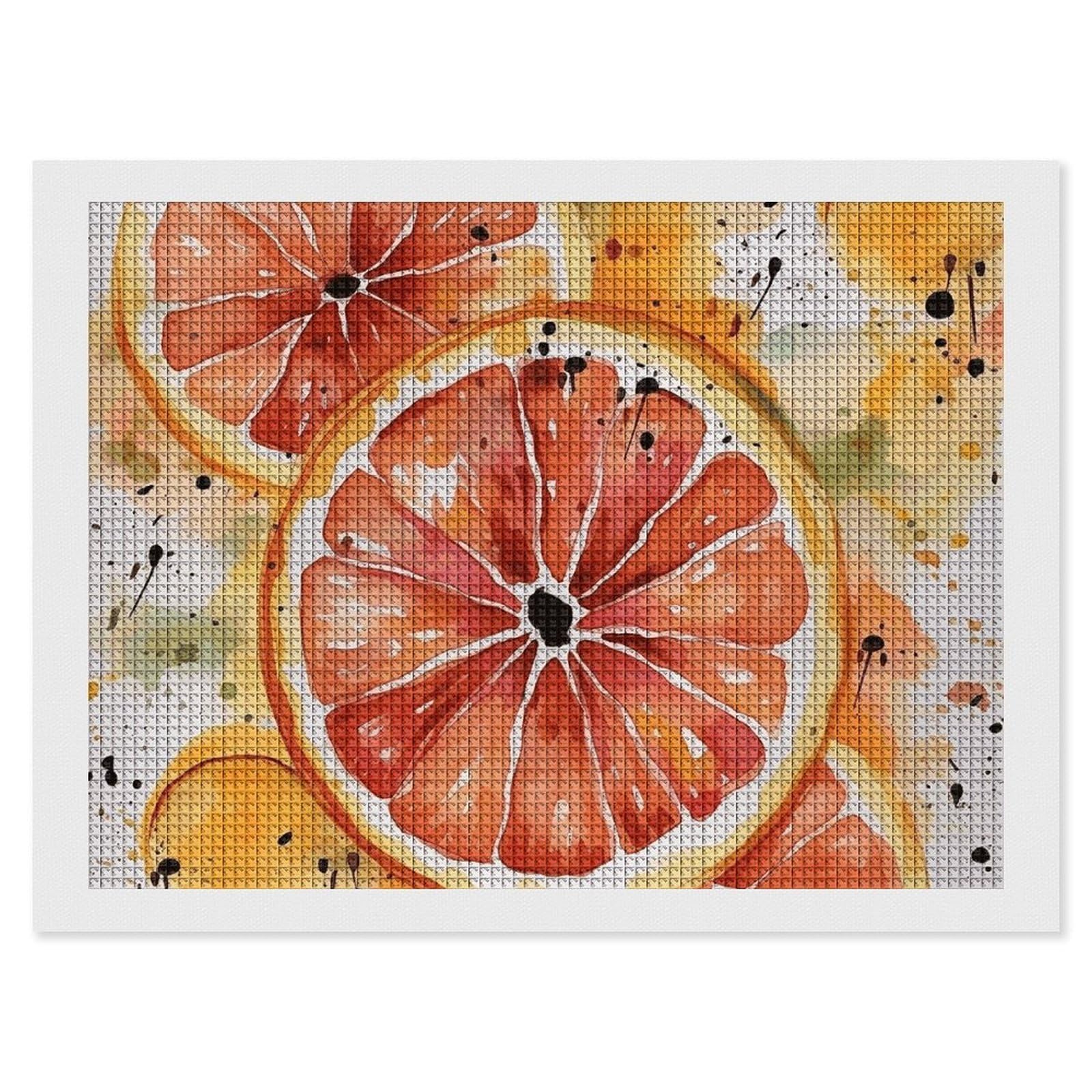 Diamond Painting Kits for Adults - DIY Diamond Art Kits for Beginners - Full 5D Paint Drill Diamond Dots Paintings- Watercolor Orange Slice Diamonds Pictures Gem Art And Craft Wall Decor 12"x16"