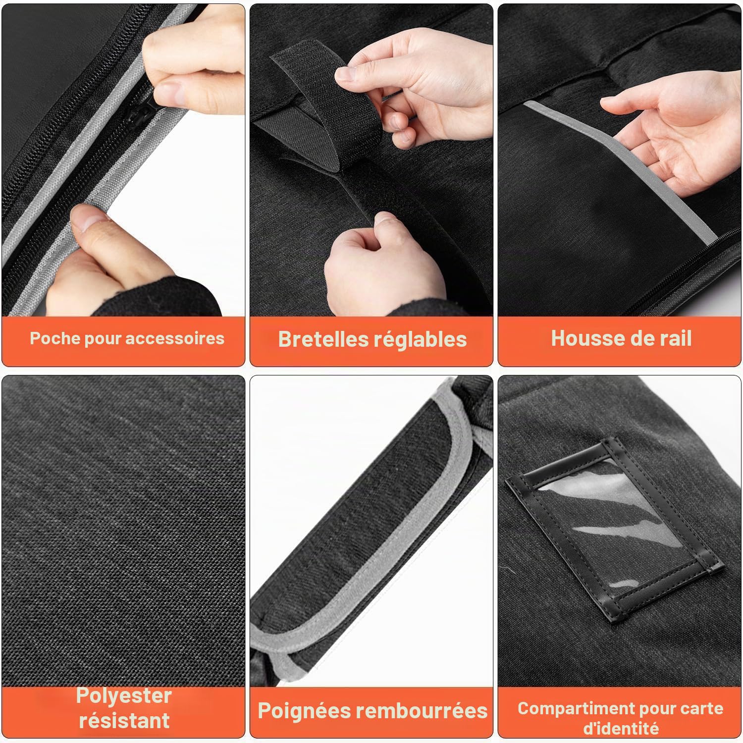 Sac pour rails de guidage de 1,4 et 1,5 m avec 2 compartiments à accessoires pour jusqu'à 2 rails, sac universel double face avec poignée et bandoulière, rembourrage absorbant les chocs