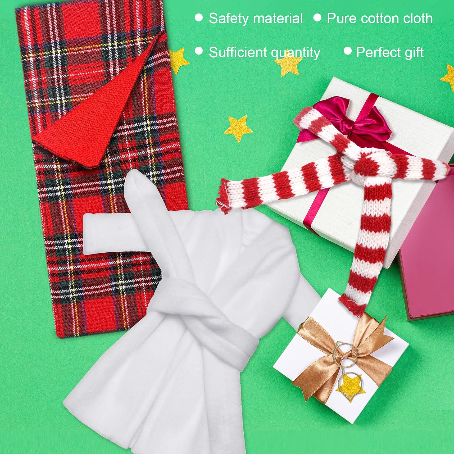 Skylety Doll Christmas Accessory Sleeping Bag Xmas Plaid Scarf Glasses Stocking Decorations