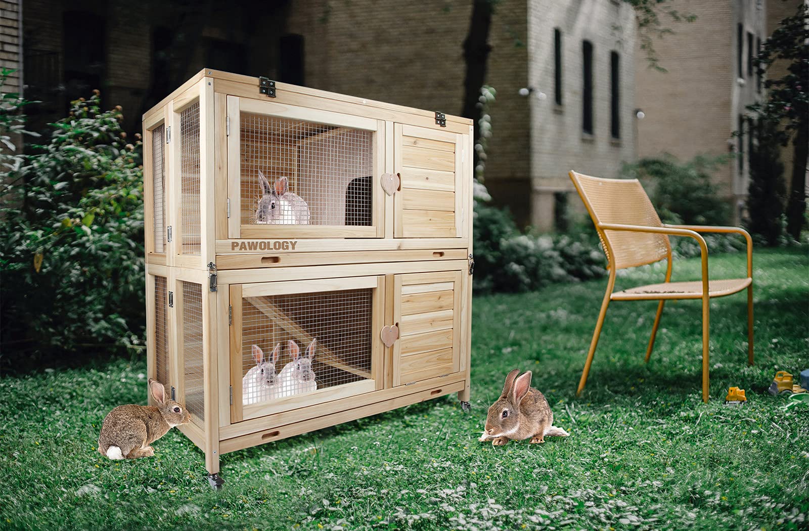 Collapsible Rabbit House, Upgrade Rabbit Hutch Wooden Bunny Cage with