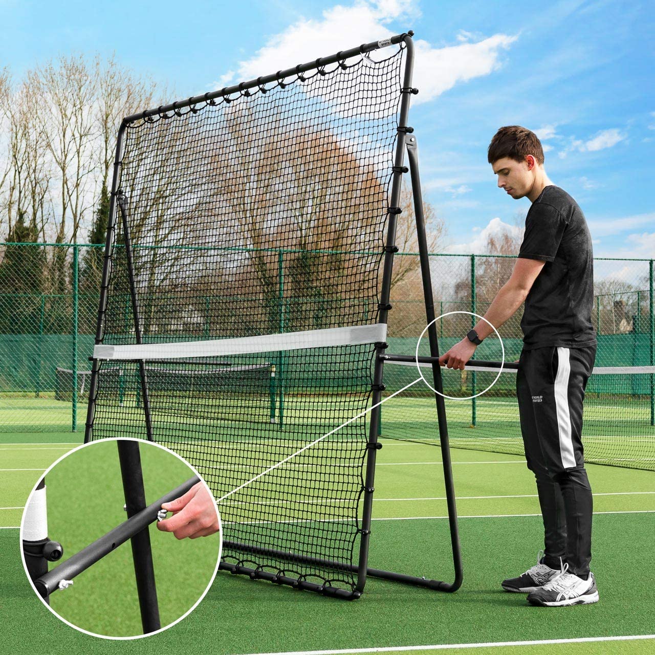 2,74 x 2,14 m Tennis-Trainingsnetz, freistehender Tennis-Trainings-Rebounder, tragbarer Tennis-Rebounder mit Tragetasche, ideal für Volleyball, Tennis und vieles mehr