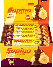 Banana Brasil - Barra De Frutas Supino Zero Banana Com Cobertura Chocolate Ao Leite - (20 Unidades com 24g)