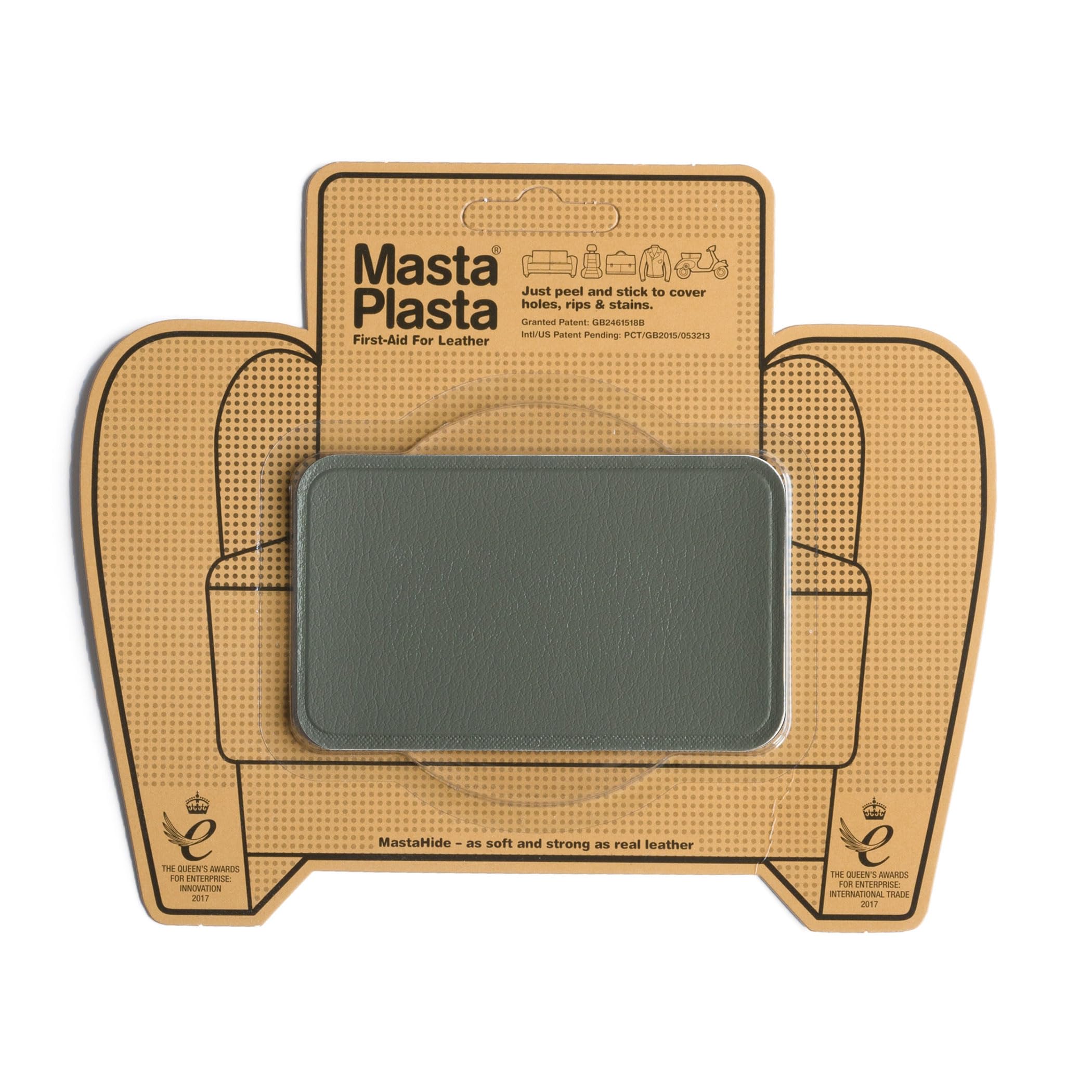 MastaPlasta Premium Leather Repair Patch - Grey 10cm x 6cm (4in x 2.4in). Your Instant Stick-On Upholstery-Quality Repair for Sofas, Car Seats, Handbags, Jackets & DIY