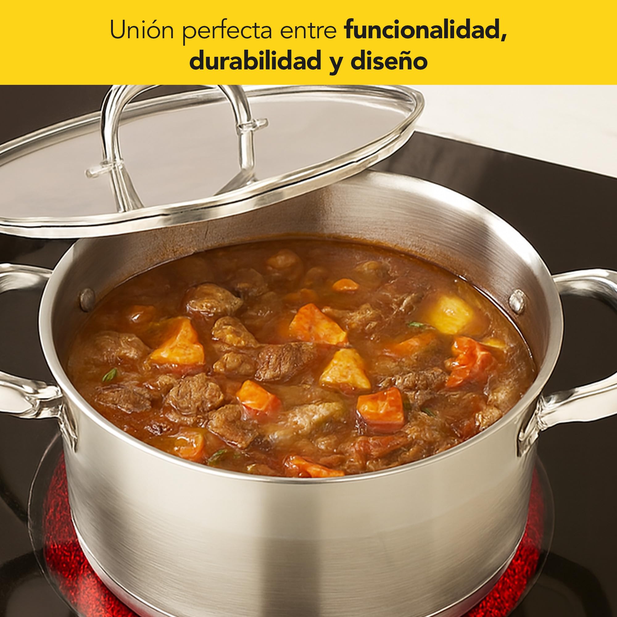 CASTEY - Batería de Cocina Essentials – 3 Piezas: Olla 24 cm (5,4 L) + Olla 18 cm (3 L) + Cazo 16 cm (1,8 L), Acero Inoxidable, Alta Durabilidad, Compatible con Inducción, Gas y Vitrocerámica