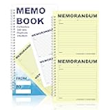 Memorandum Forms Book 100 Sets Carbonless 2 Part Duplicate Memo Pads 5.5x11 Inches Phone Message Book Spiral Bound With Tear Off Line and Writing Board Backing Suitable For Office Or School (1)