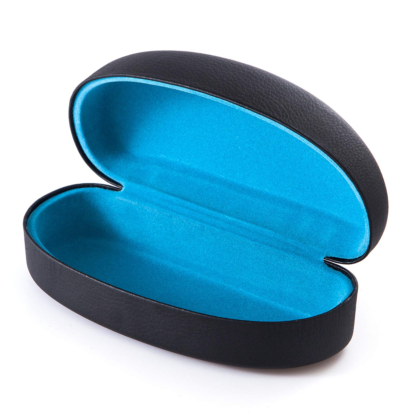 Large Sunglasses & Eyeglasses Case - Hard Shell Glasses Case Lined Black Golden Silver PU Leather