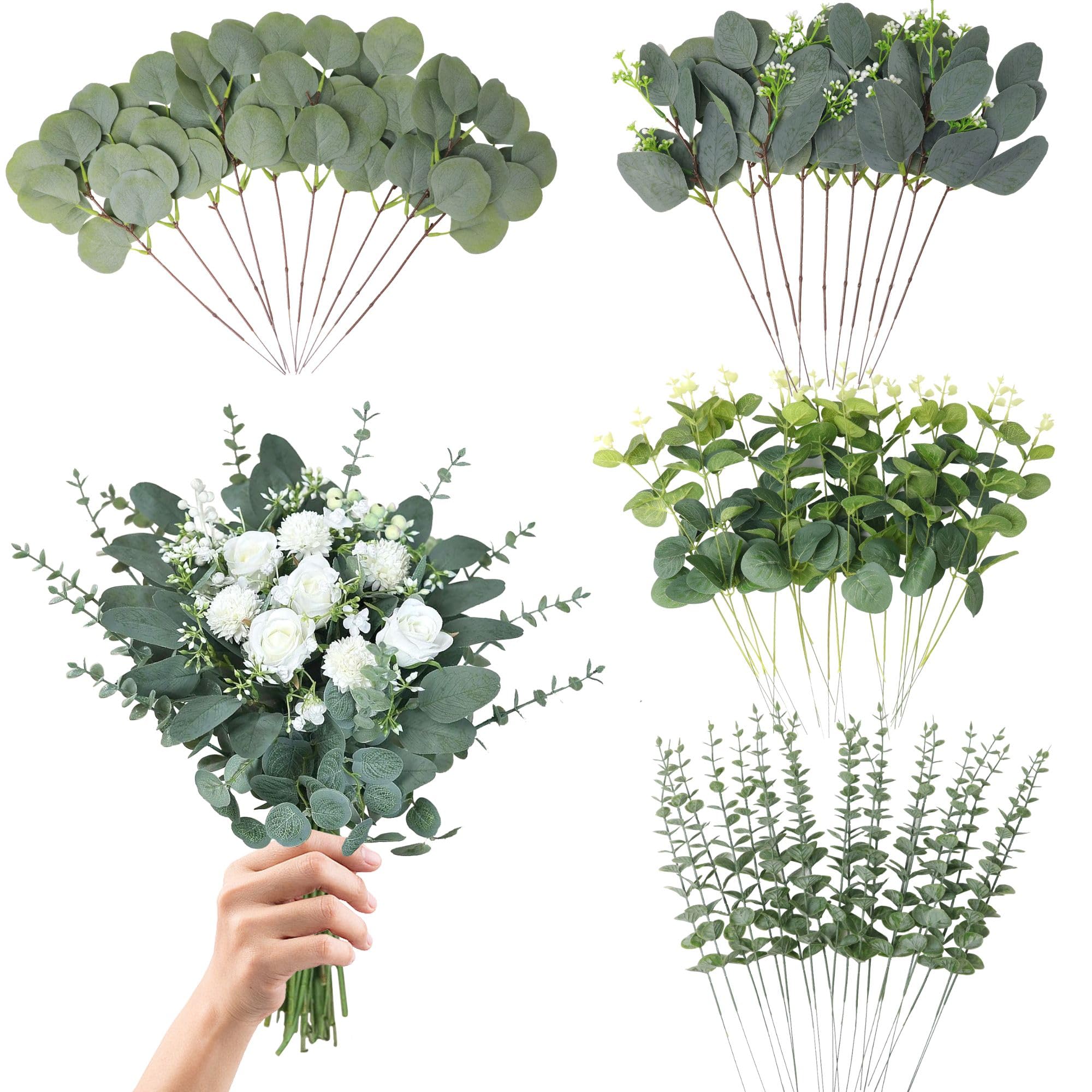N MAGEAN 60 Pcs Mixed Eucalyptus Stems
