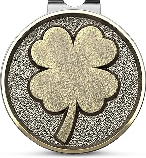 Lucky 4 Leaf Clover Golf Ball Marker and Magnetic Golf Hat Clip | Putting Green Golf Accessories for Men and Women | Unique Shamrock Golf Balls Marker Gift | Ideal Gift Ideas