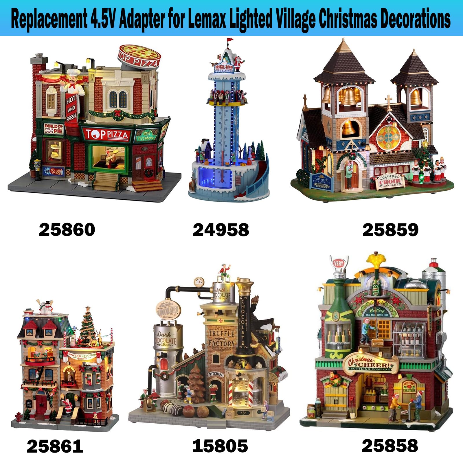 Repuesto de 5 salidas para Lemax 94563 adaptador de corriente de conmutación de 4.5 voltios compatible con Lemax Lighted Village 74707 74295 84428 44242 94565 94566 94527 94563 94564 44241 64563 17 74