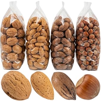 Anna and Sarah Premium In-Shell Nut Variety Pack Box, 4 Lbs | Walnut, Almond, Pecan & Hazelnut, Separate Bags Packed in One Box, Fresh Whole Nuts