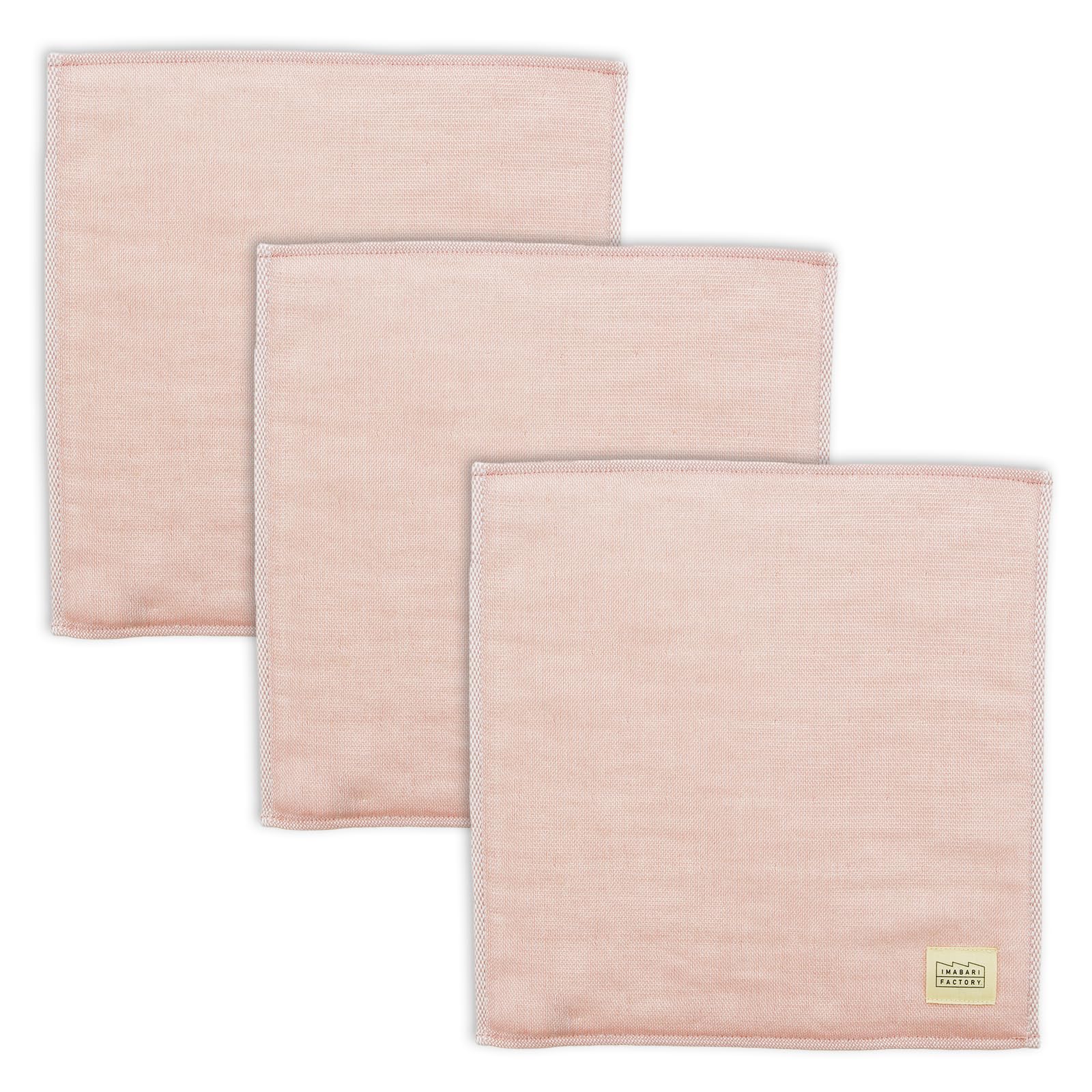 Imabari Factory Imabari Towel Handkerchief, 7days Handkerchief, 3-piece Set, Approx. 9.8 x 9.8 inches (25 x 25 cm) per piece, Made in Japan, Pink : Home & Kitchen