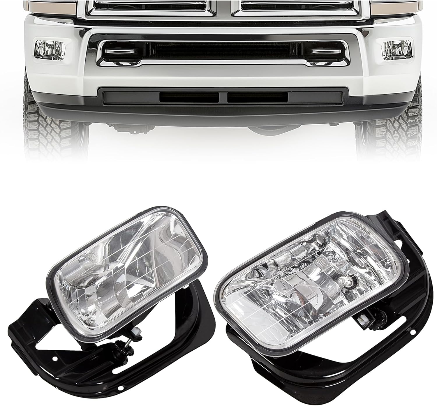 HECASA Fog Lights Lamps Compatible with 2009-2018 Dodge Ram 1500/2500/3500 Replace for 55372735AA 55372734AA 55372735AB 55372734AB CH2594102 CH2595102 12V 42W W/Bulbs