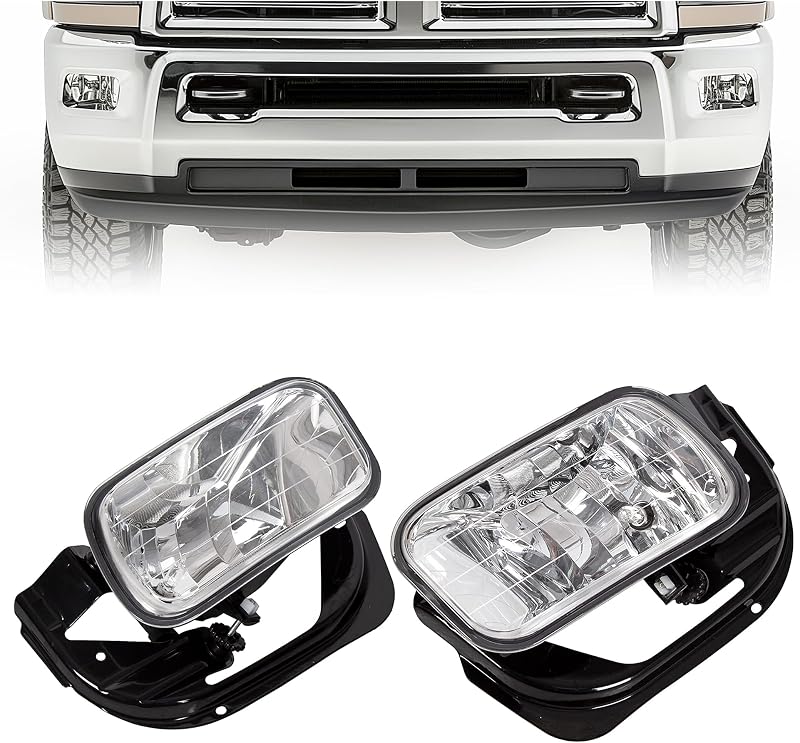 Faróis de neblina HECASA para Dodge Ram 1500, 2500 e 3500 2009–2018 – Par com lâmpadas