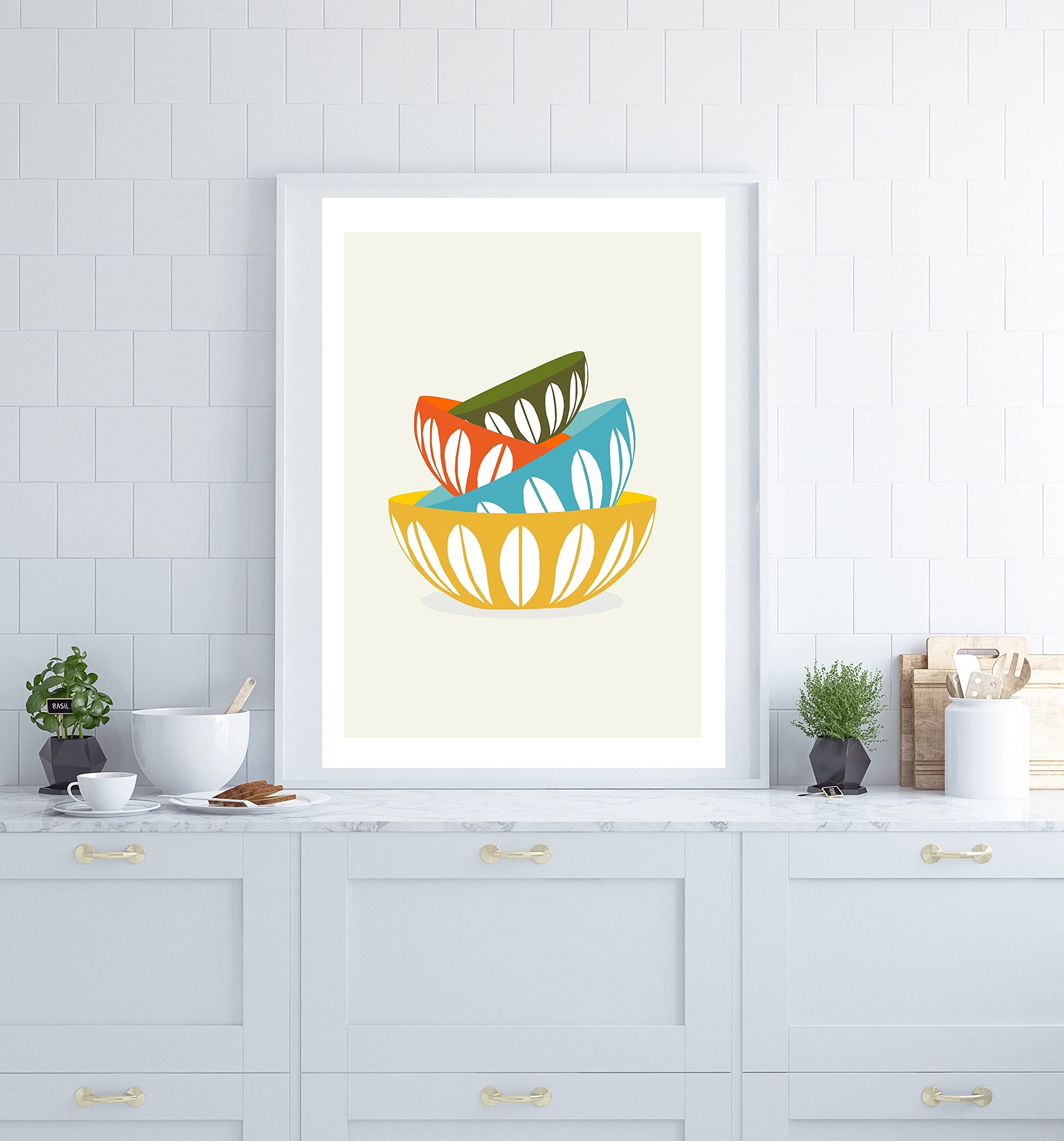 Kitchen Decor, Kitchen Wall Art, Bowl Poster, Cute Wall Art, Large Wall Art, Cathrineholm Wall Art, Mid Century Modern Art, Utensils Poster