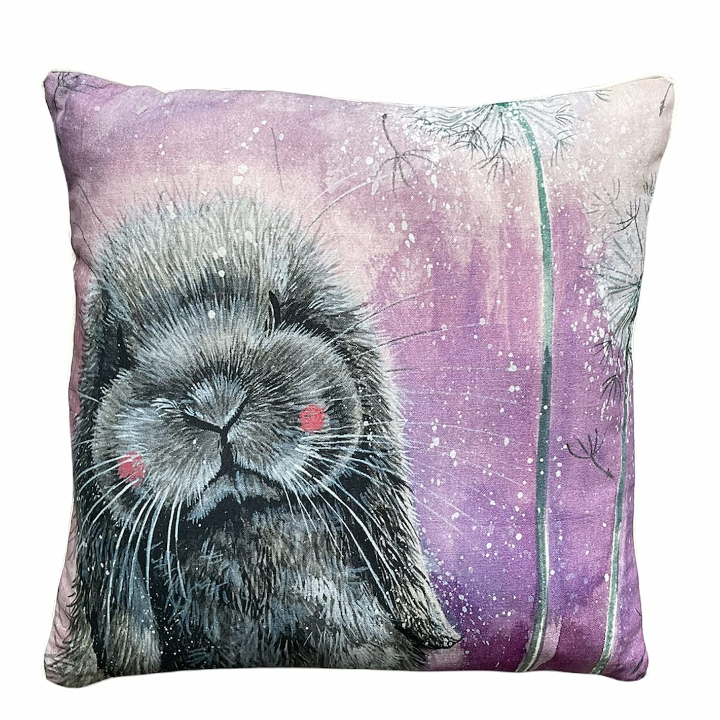 Alex Clark Art Ltd Alex Clark Misty Rabbit Cushion - Decorative Pillow -Bunny - Flowers - Wildlife Artwork - Designed In The Uk...