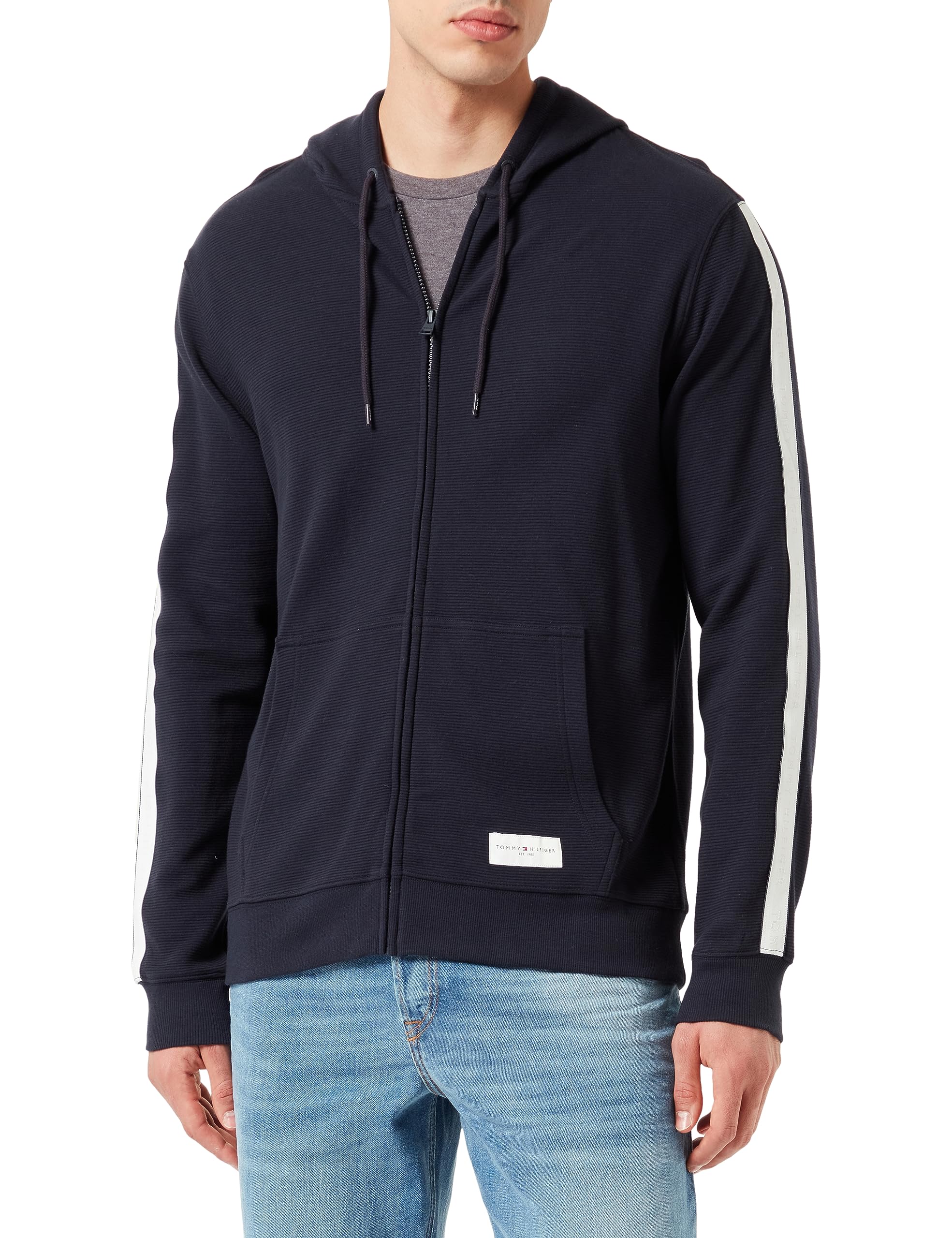 Tommy Hilfiger Men’s Zipped Hoodie, Blue (Desert Sky), M