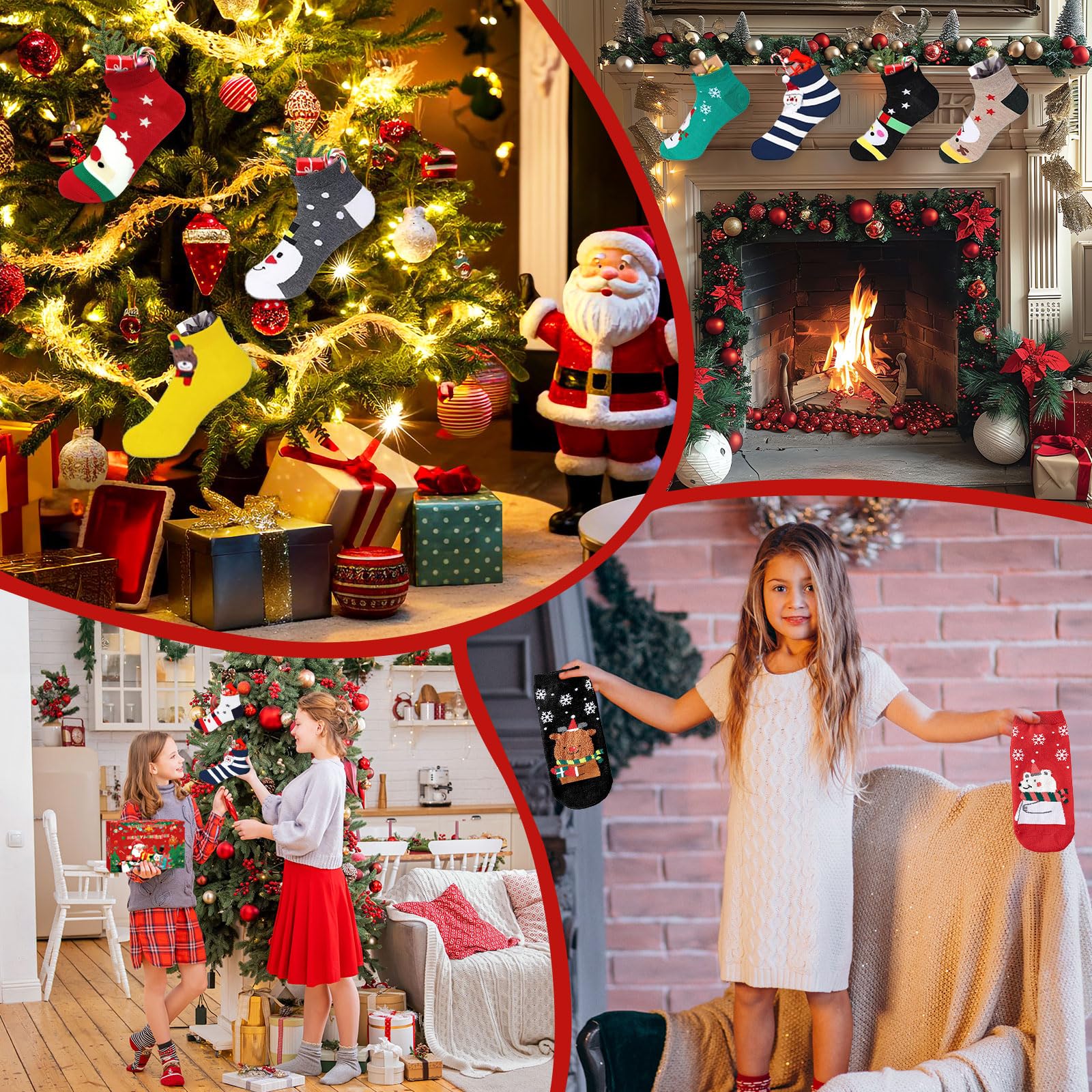 24 Paires Chaussettes De Noël, Fantaisie Chaussette de Noël, Coton Respirant Chaussettes Noel Femme Homme 36-44, pour Noël, Anniversaires et Calendrier de L'avent