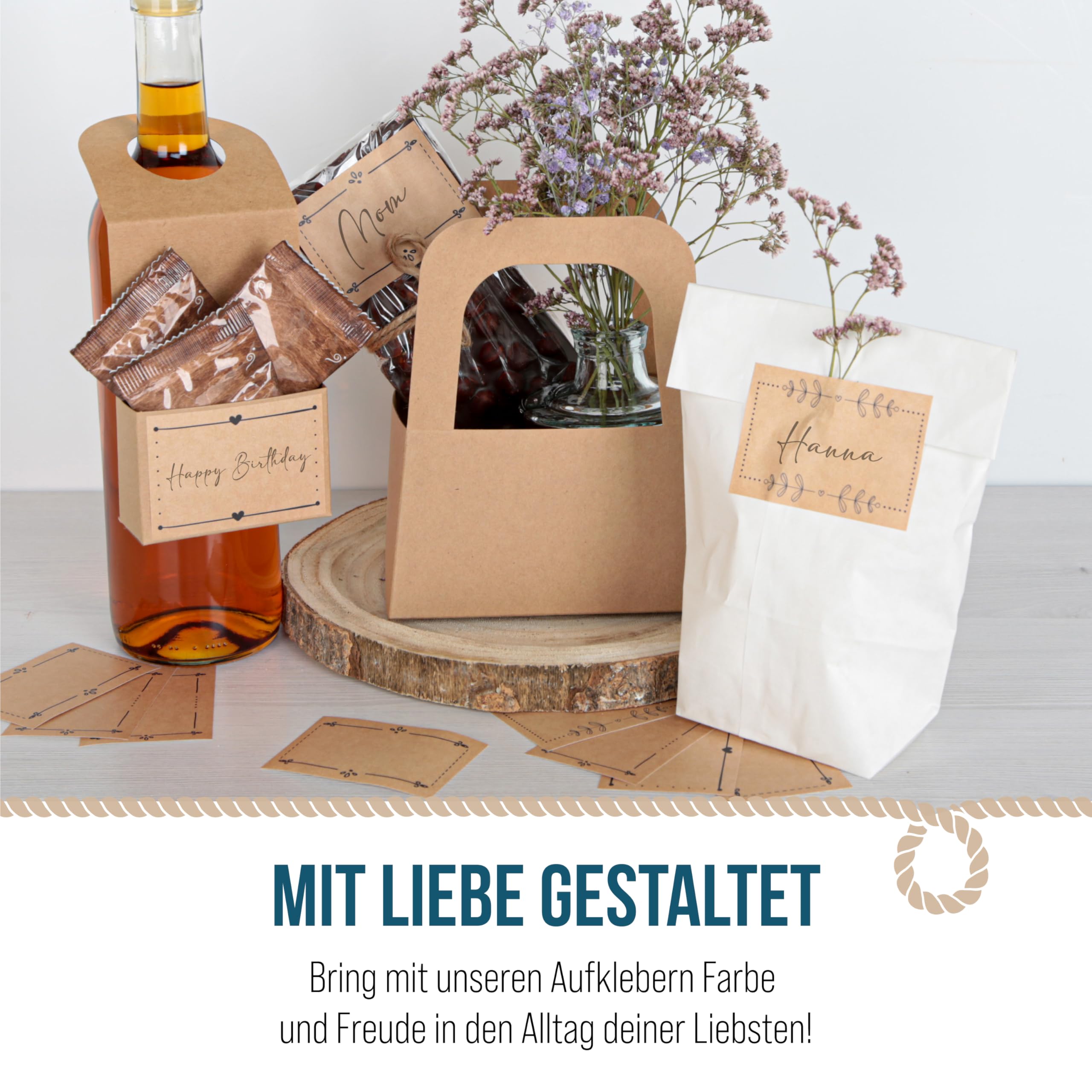 Logbuch-Verlag 10 Etiquetas Para Escribir Con Corazón – Marrón