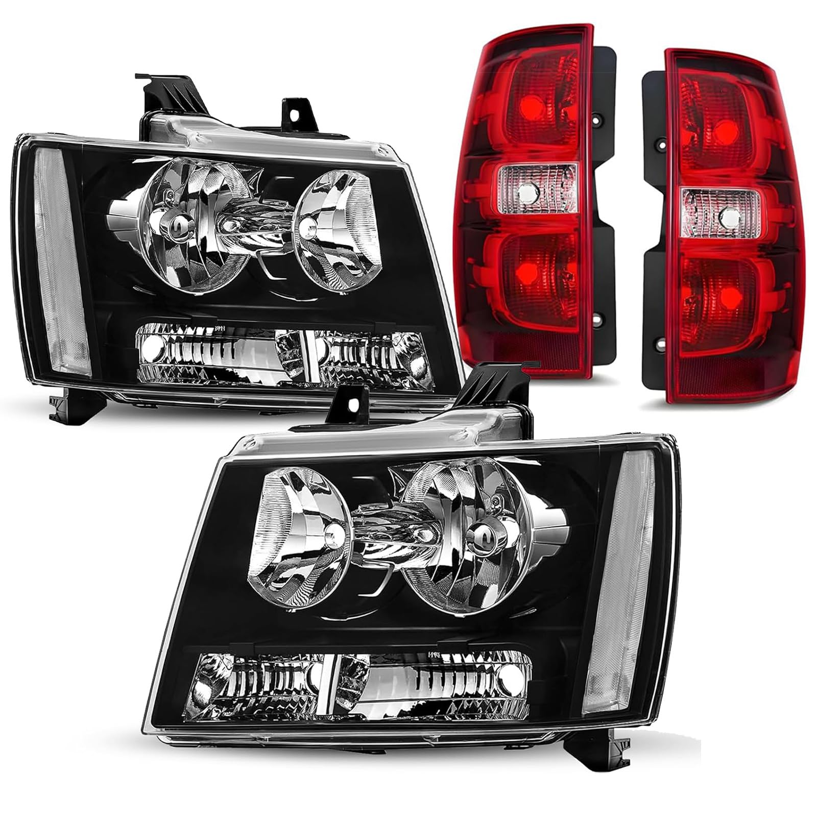 Photo 1 of ***USED FRONT LIGHTS****
APSVE Headlights Tail Lights Combo Assembly for 2007 2008 2009 2010 2011 2012 2013 2014 Chevy Avalanche Suburban Tahoe Replacement OE Style Headlight Rear Brake Lamp, Black Clear