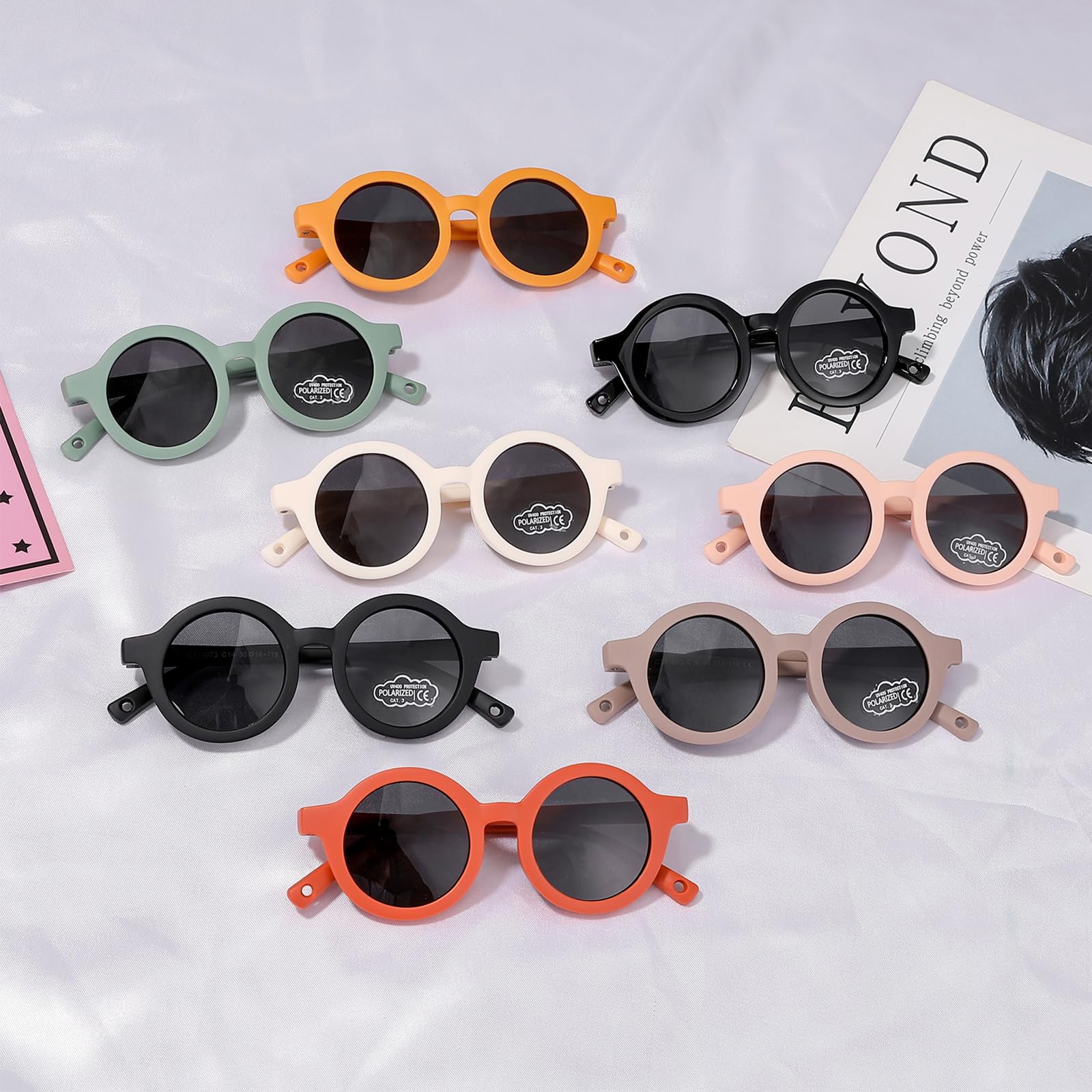 Polarisierte runde Sonnenbrille aus weichem Gummi mit Gurt für Neugeborene von 0-24 Monaten