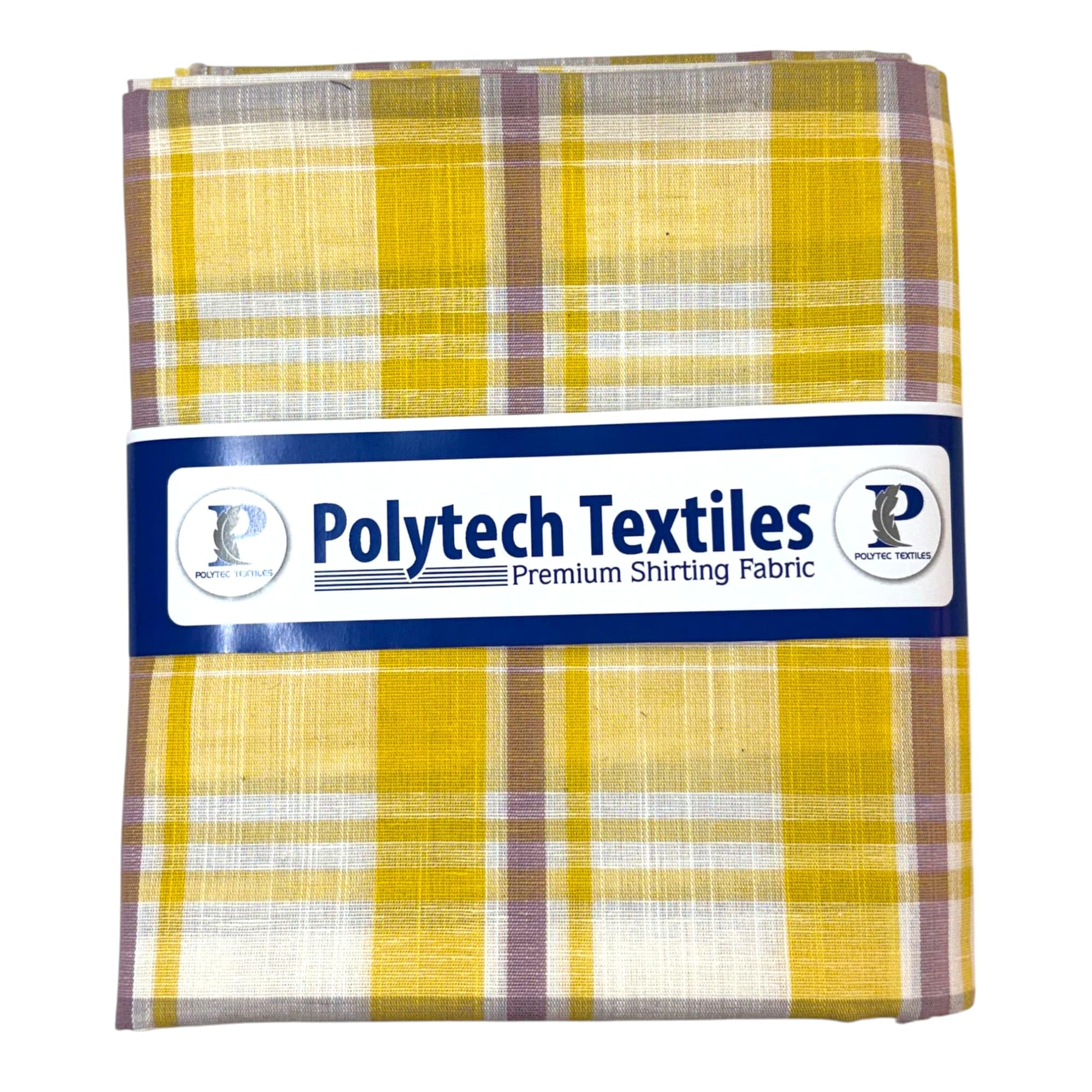 Polytech Textiles Premium Cotton Blend Shirting Fabric, Yellow Grey White Check Pattern, 1.6 Metre Length, 58 Inch Width-picture-20