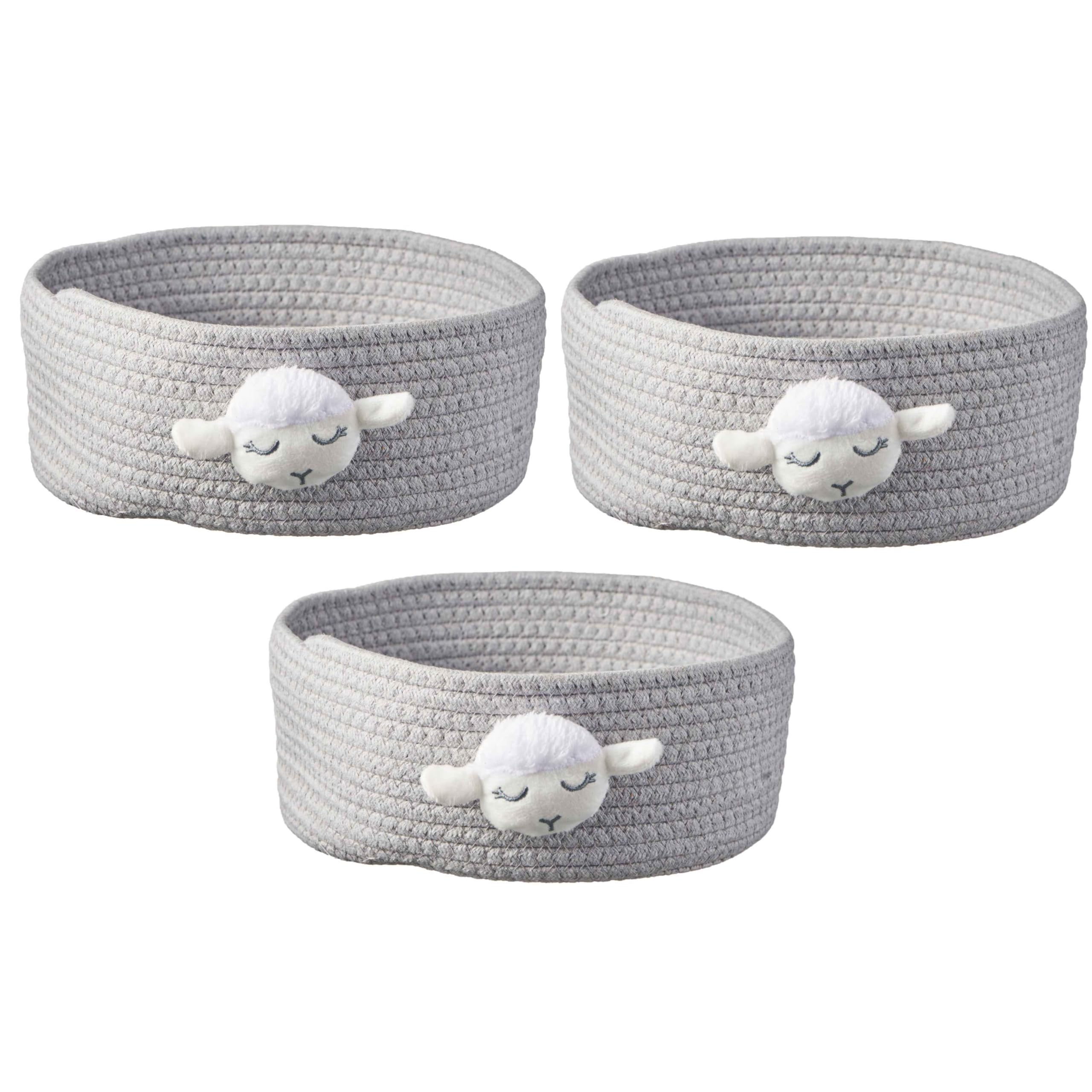 Eden & Willow Sheep Cotton Nursery Room Storage Basket - Eco-Friendly, Durable, And Playful Organisation Solution For Children With Adorable Designs - Set Of 3 (, Large)