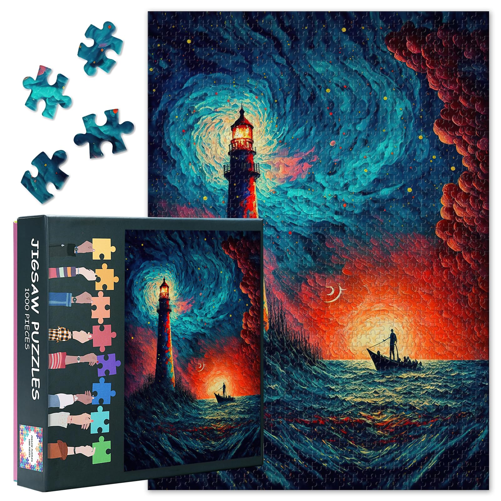 Jigsaw Puzzles 1000 Pieces, Lighthouse on a Cliff Adult Jigsaw Puzzles
