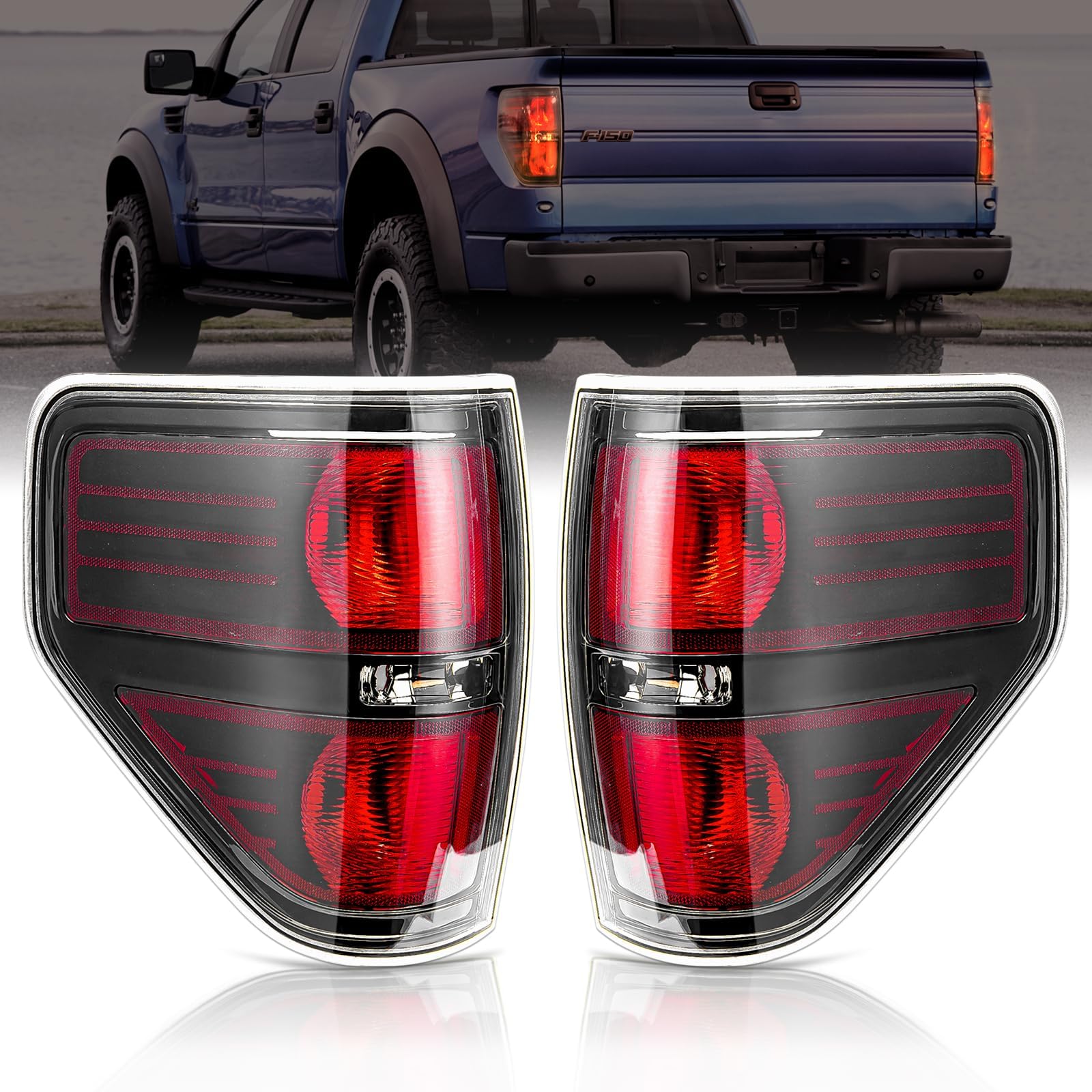 CNNELL LED Tail Light Compatible with FORD F150 2009 2010
