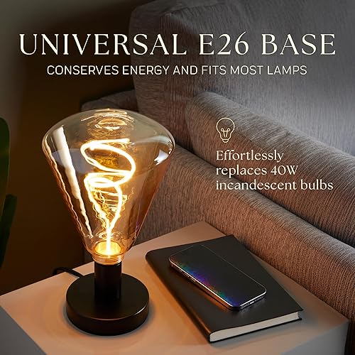 Miniatura 7 de Next Glow Bombilla LED decorativa Edison de filamento LED  240 lúmenes, 4.9 W, regulable, 2000 K blanco cálido, base mediana E26 con impresionante