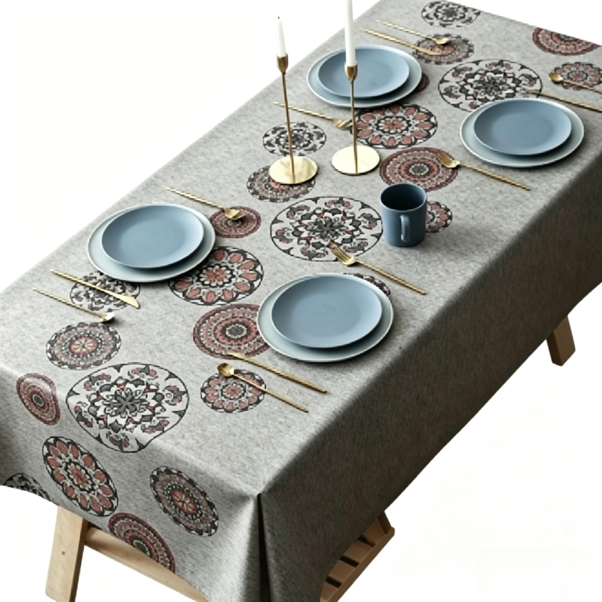 EDWNAS PVC Nordic Table Cover (Ethnic style D,120 * 180cm)