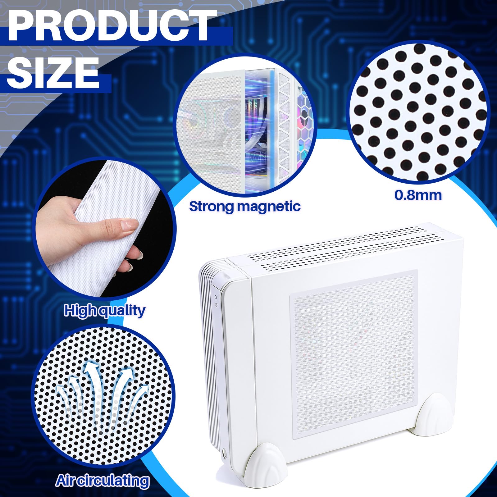 Woanger 2 Stück 1000 x 300 mm DIY PC Gehäuse Staubfilter PC Lüfter Mesh Filter Lüftungsgitter Abdeckungen PVC Staubdichte Abdeckung mit Magnetaufkleber für Computer Chassis Lautsprecher und mehr, 0,03
