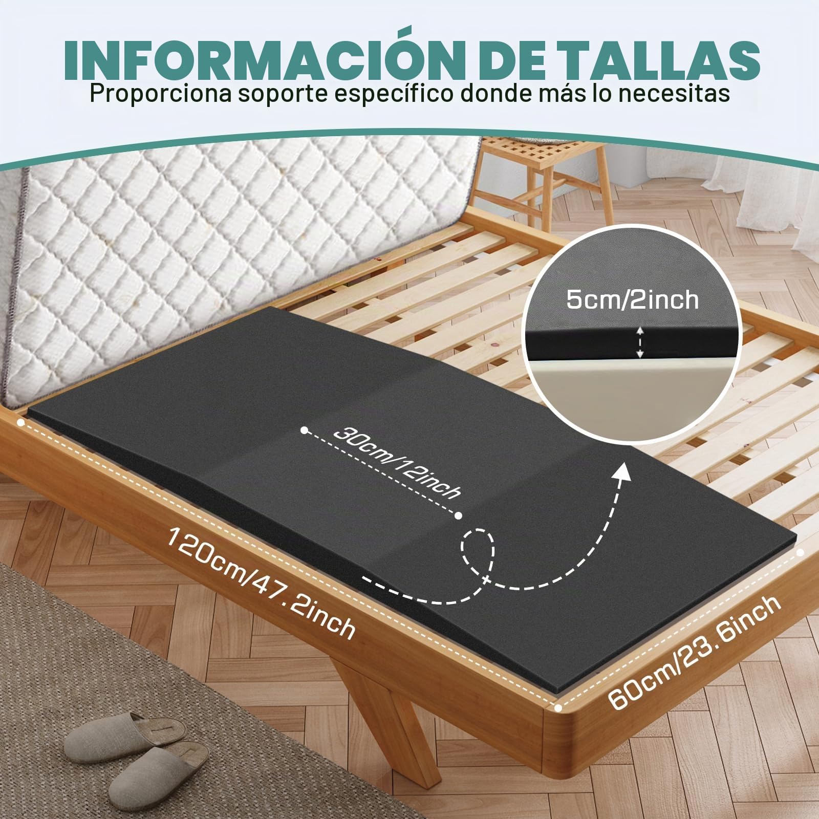 Soporte para Colchón Hundido Arregla Camas Hundidas Almohadilla de Inserción de Espuma de Alta Densidad 40D, Tablas de Soporte de Colchón, Soportes de Colchón Hundido Almohadilla de Espuma para Camas
