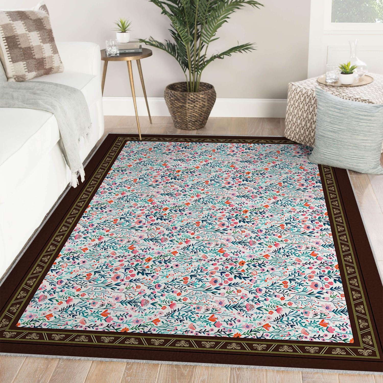 Tapis floral bohème pour balcon et salon 80x150cm antidérapant Blooming Wildflower