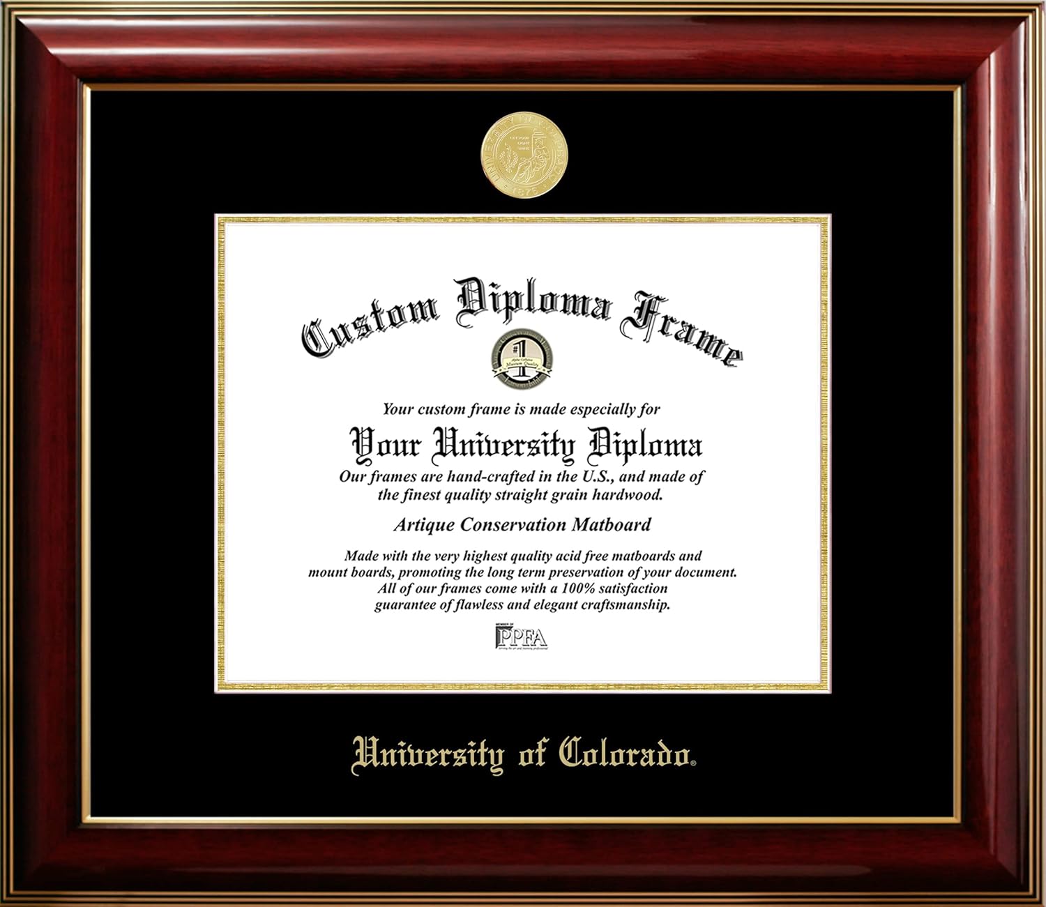 Campus Images University of Colorado 11w x 8.5h Classic Mahogany Gold Embossed Diploma Frame
