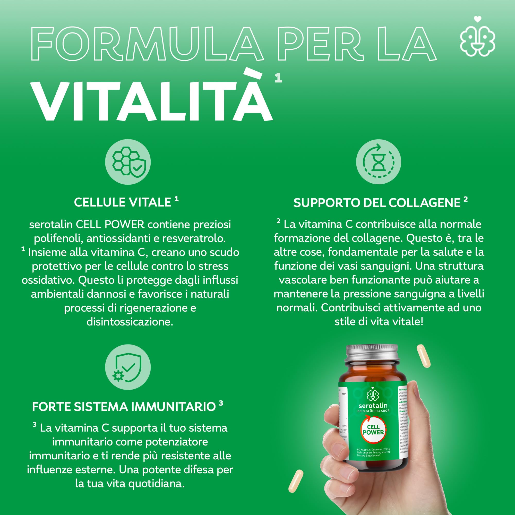 serotalin Active Body Cardio Vital+| Resveratrolo ad alto dosaggio con NAC, vitamina C e polifenoli | 100% vegano & Made in Germany | 1 mese | 60 capsule