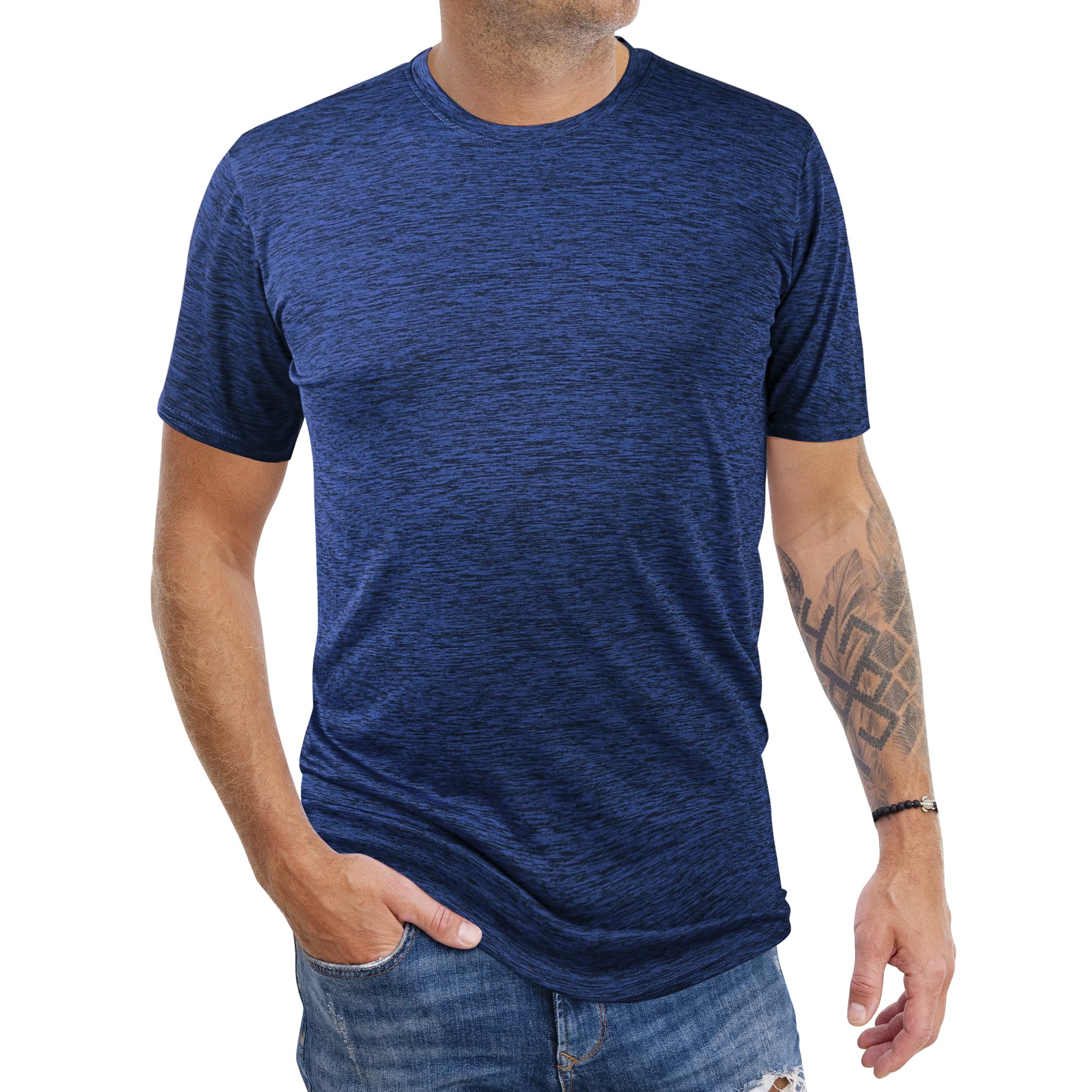 2&5 Pack Men's Sports T Shirts,Crew Neck Breathable Quick-Dry Short Sleeve, Lightweight Gym Tee for Athletic Running Casual