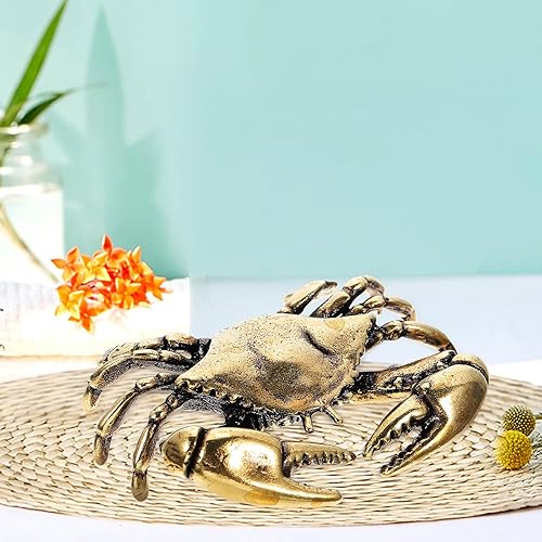 Miniatura 4 de BESPORTBLE Cangrejo de latón escultura de cangrejo, mini figura de cangrejo, decoración de latón de animales, escultura de cangrejo de la suerte