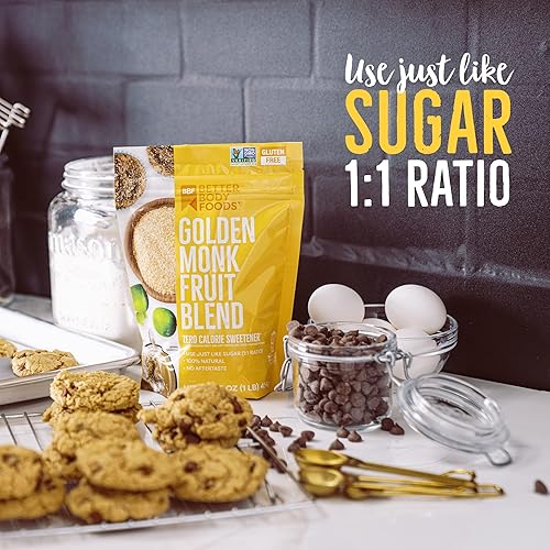 Miniatura 4 de BetterBody Foods Golden Monk - Mezcla edulcorante de frutas sustituto del azúcar cero calorías dieta ceto cero carbohidratos netos cero glucémico