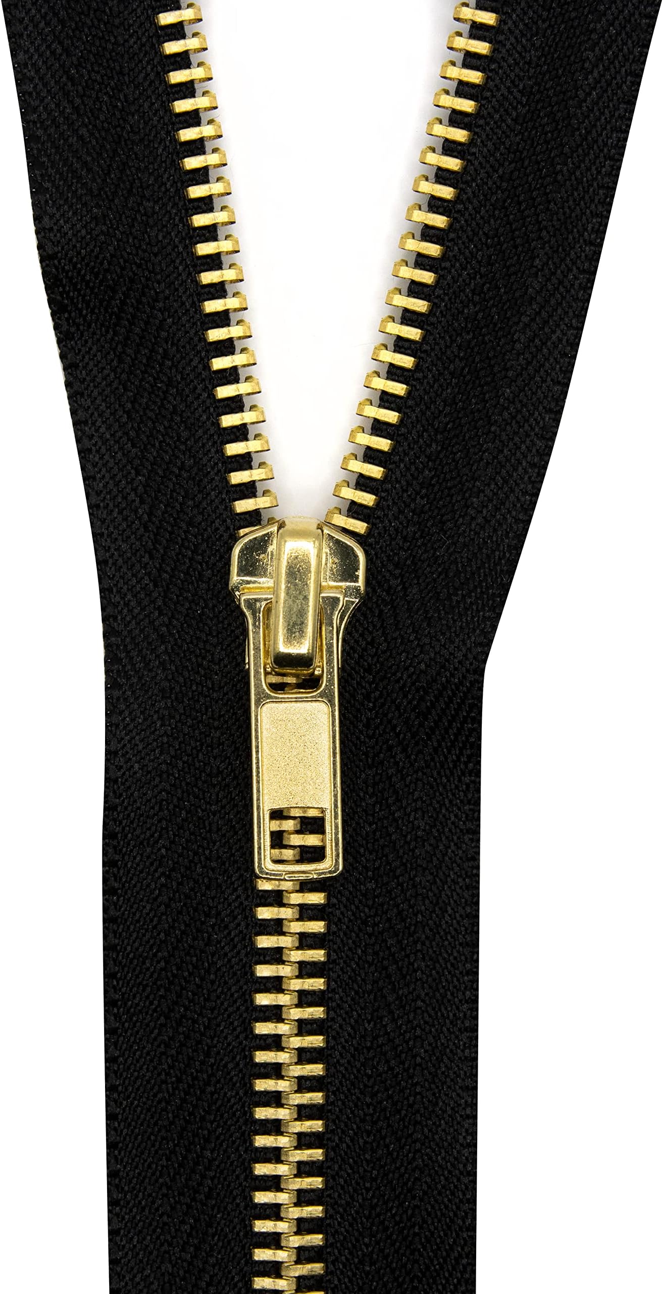 Realm Brass Teeth Jeans Zip for Sewing, Crafts, Clothing and Accessories (6 Inch - Black)