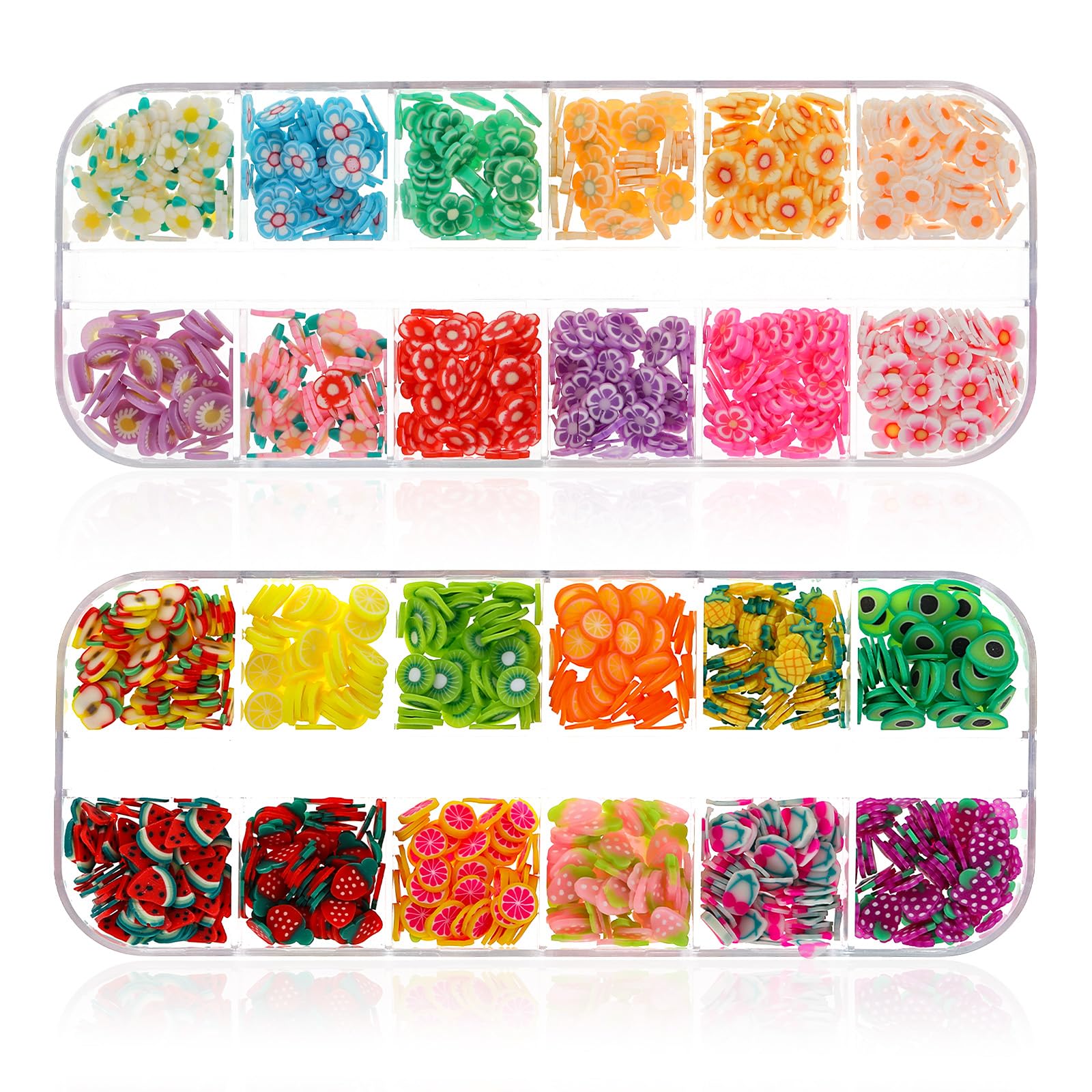 simarro Lot de 1000 disques de fruits pour ongles - Breloques mignonnes en forme de fleurs de fruits - Mini disques de fruits 3D - Pour nail art, téléphone portable, bricolage, décoration