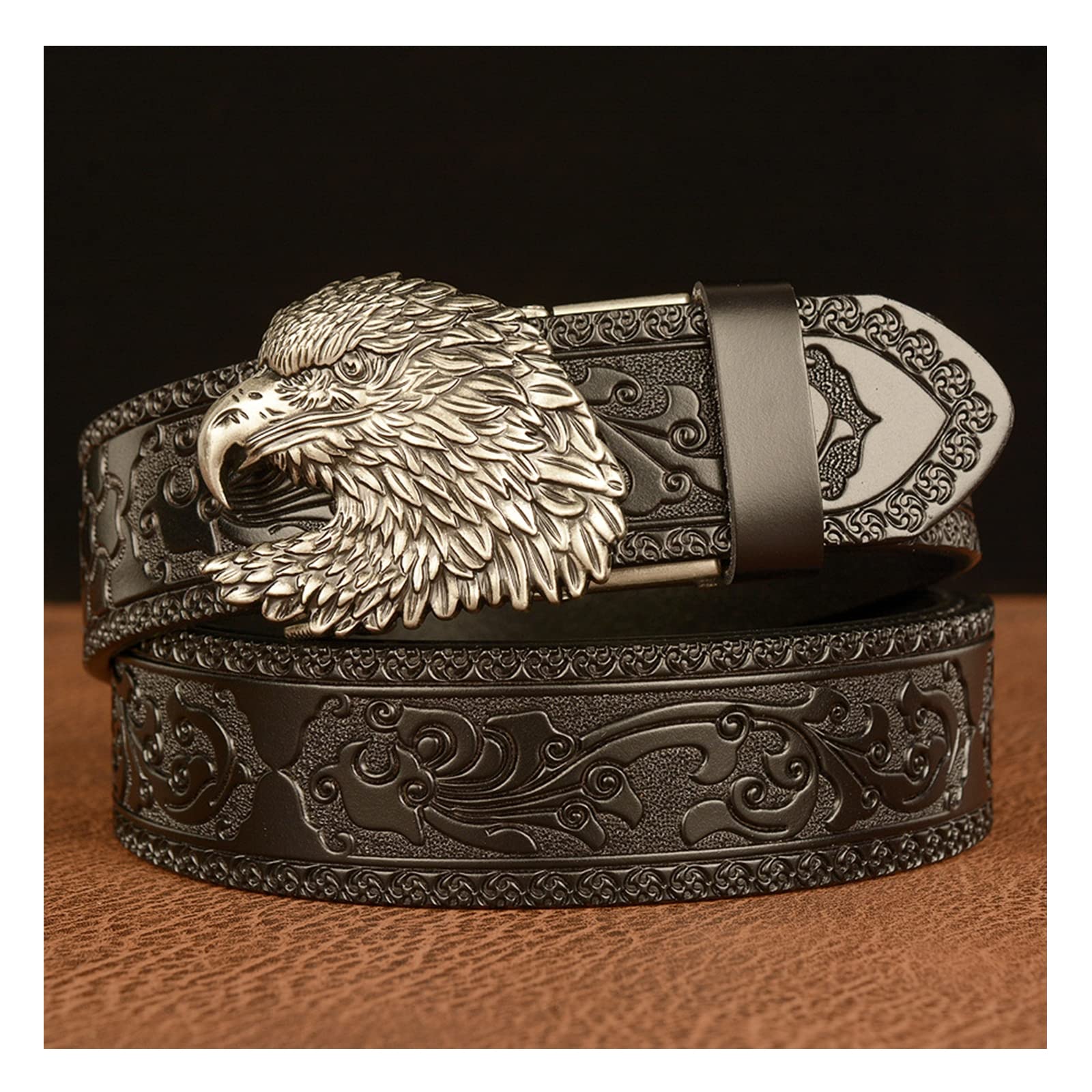 Male Automatic Buckle Belts for Men, Men's Belts,Black Silver,130cm