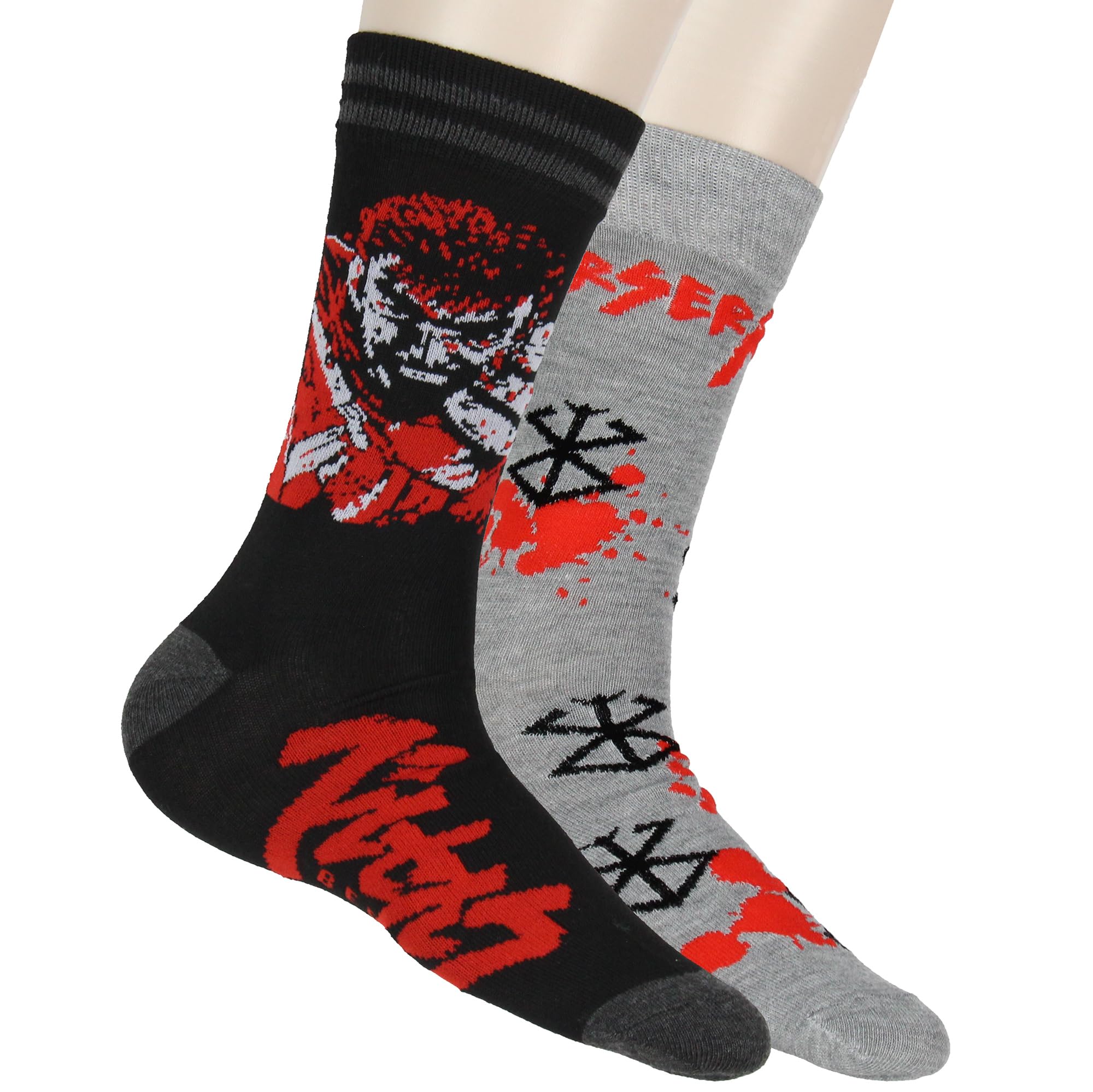 Berserk Lot de 2 paires de chaussettes en tricot pour homme Motif manga, Multicolore, taille unique
