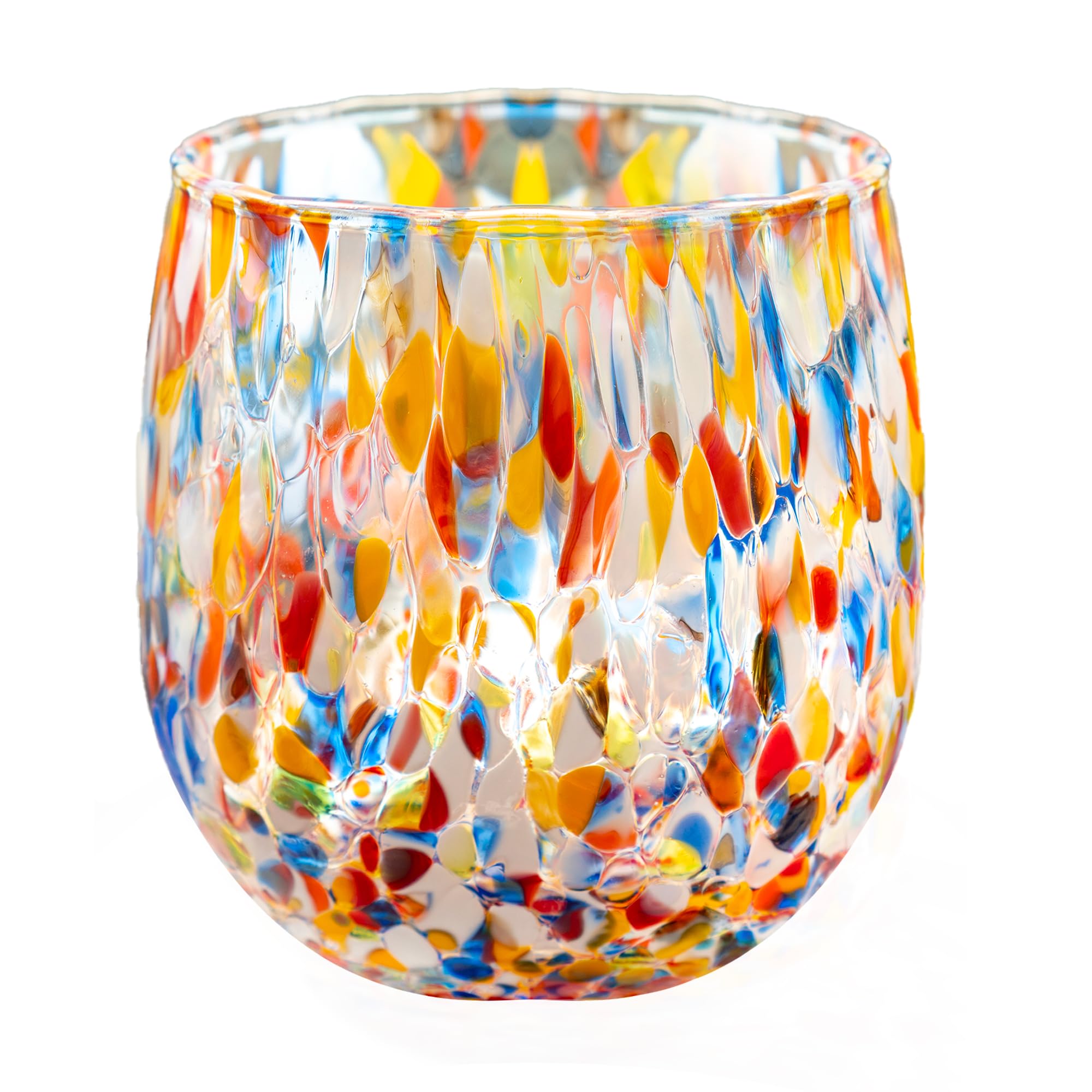 MurArt Bicchieri di Murano Millefiori Set da 6 bicchieri da 400ml Collezione Onde in vetro soffiato a mano in lavorazione artigianale
