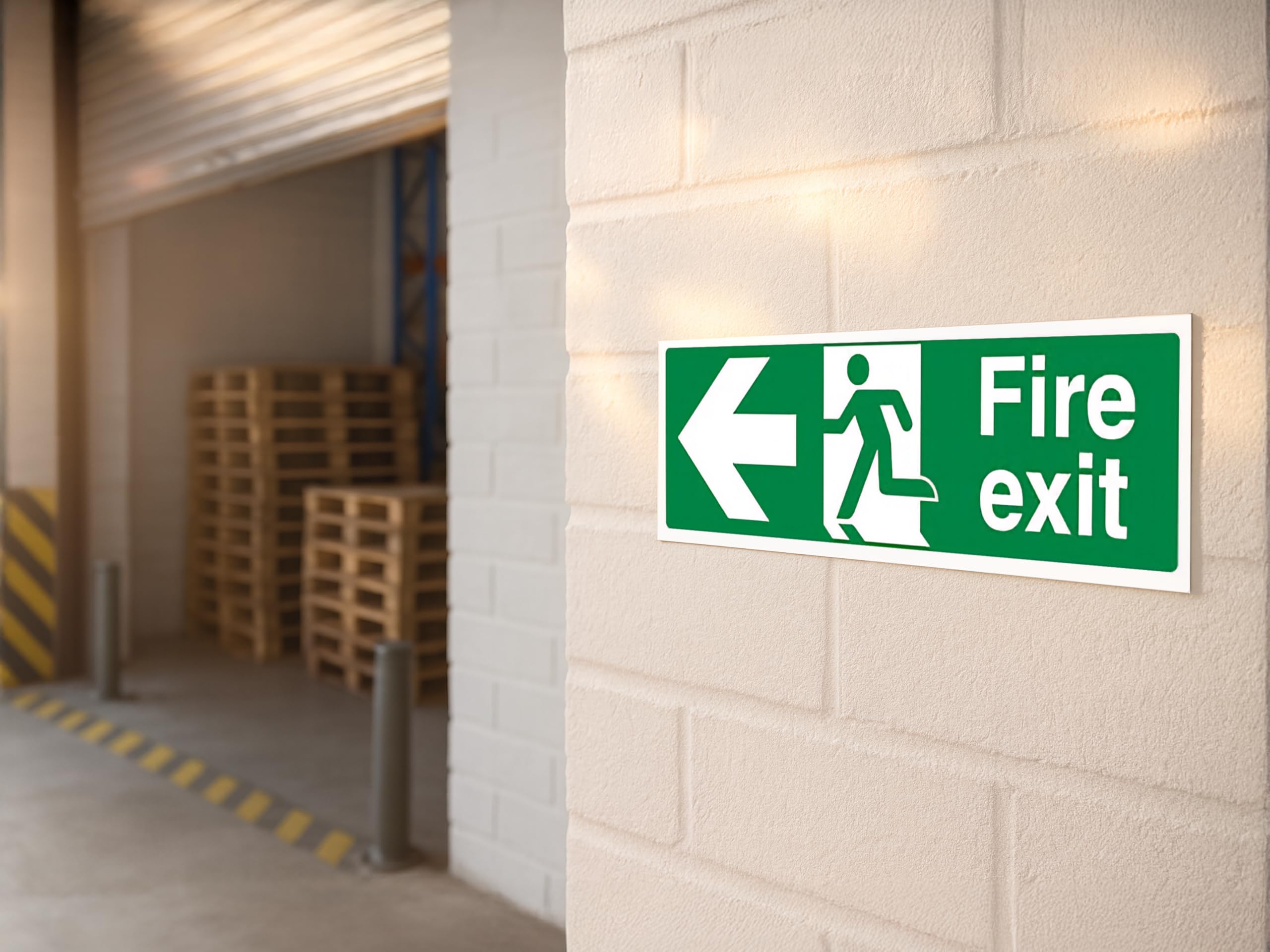 The Workplace Depot Fire Exit Arrow Left Safety Sign – 150x450mm Green/White Sign, 1mm Rigid PVC/Self-Adhesive Vinyl – For Offices, Warehouses, Schools & Healthcare (PVC (Rigid) Pack of 2)