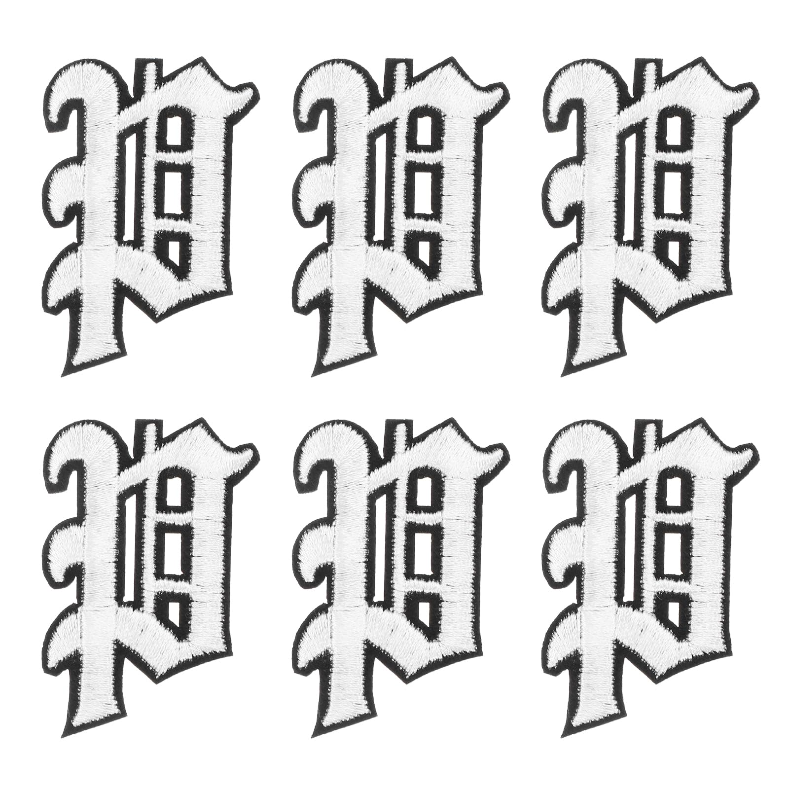 PATIKIL Old English Iron on Letter Patches, 6Pcs Embroidered Applique Sew on Iron on Patches for Clothing Backpacks Hats Jackets Shirts, Letter P
