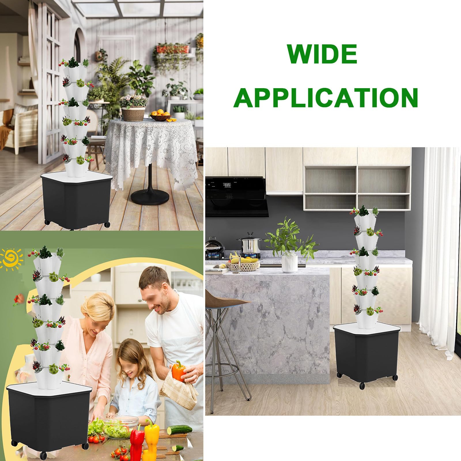 Sistema hidropónico de torre de jardín para hierbas, frutas y verduras, kit de cultivo vertical interior con 8 capas