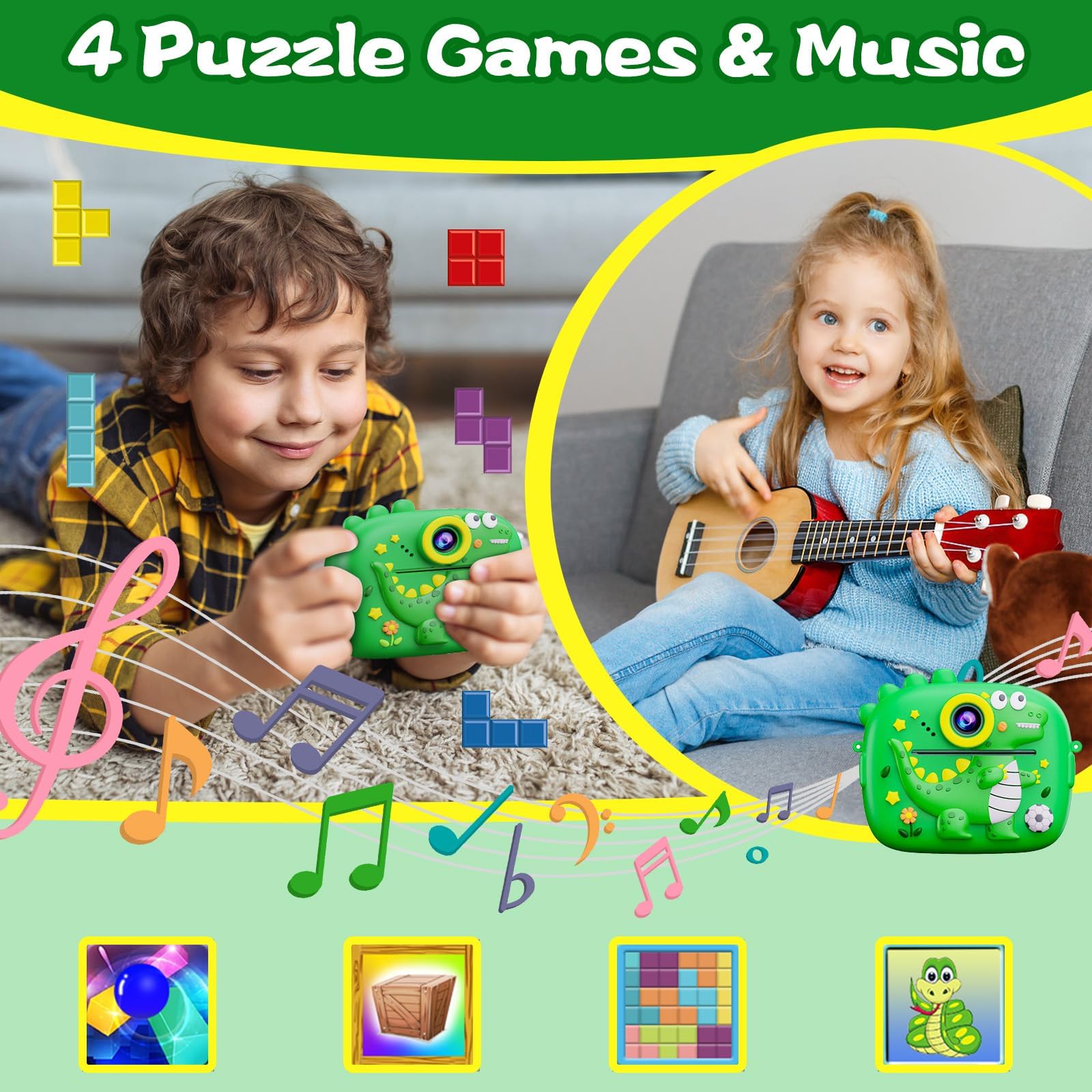 Macchina Fotografica Bambini,2,4 Pollici Macchina Fotografica Istantanea,Macchina Fotografica Bambini Istantanea,con 32GB TF Scheda e Carta Fotografica,per Bambini dai 3 ai 12 Anni Regalo di Natale